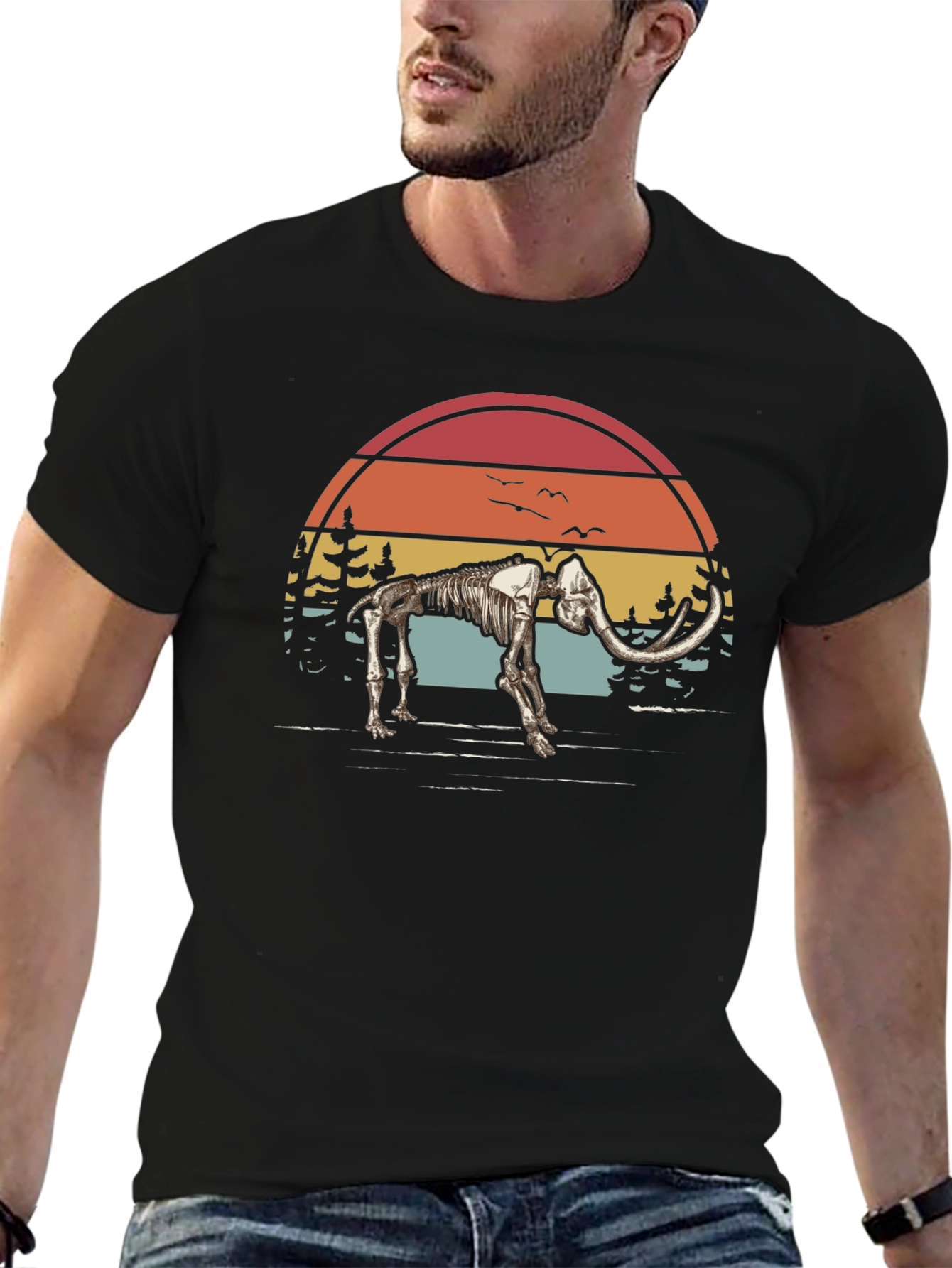 Mammoth Skeleton Sunset Graphic Tee