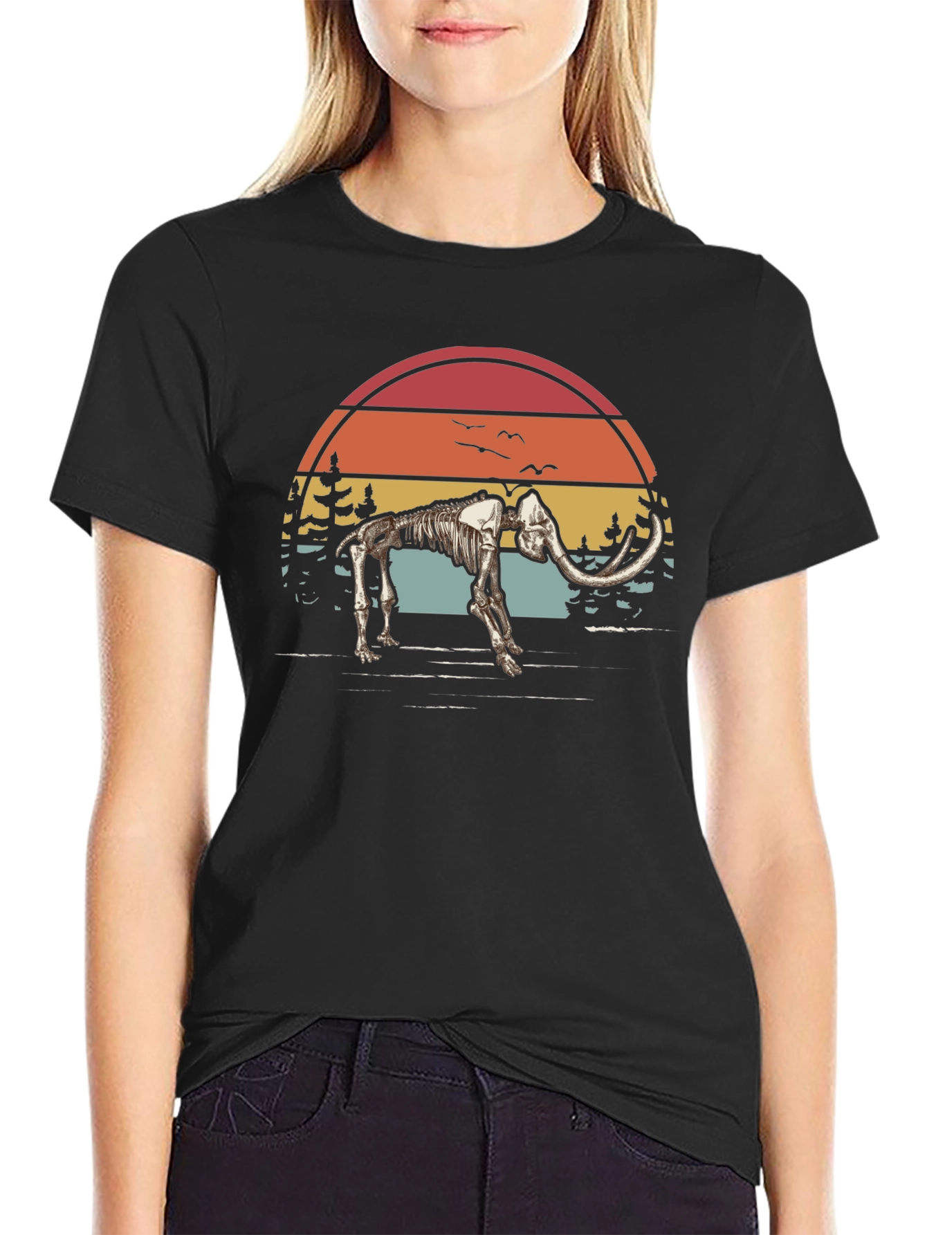 Mammoth Skeleton Sunset Graphic Tee