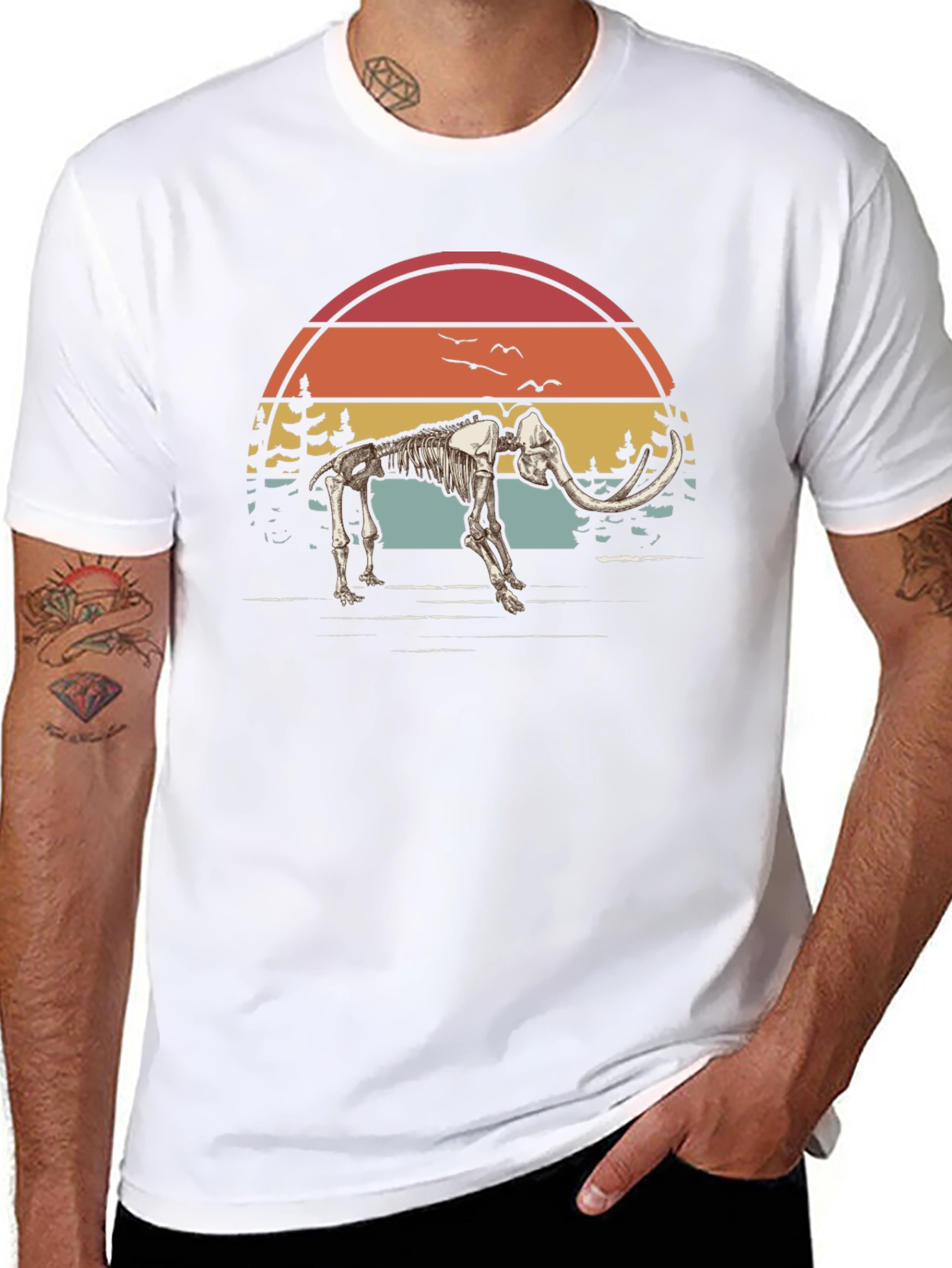 Mammoth Skeleton Sunset Graphic Tee