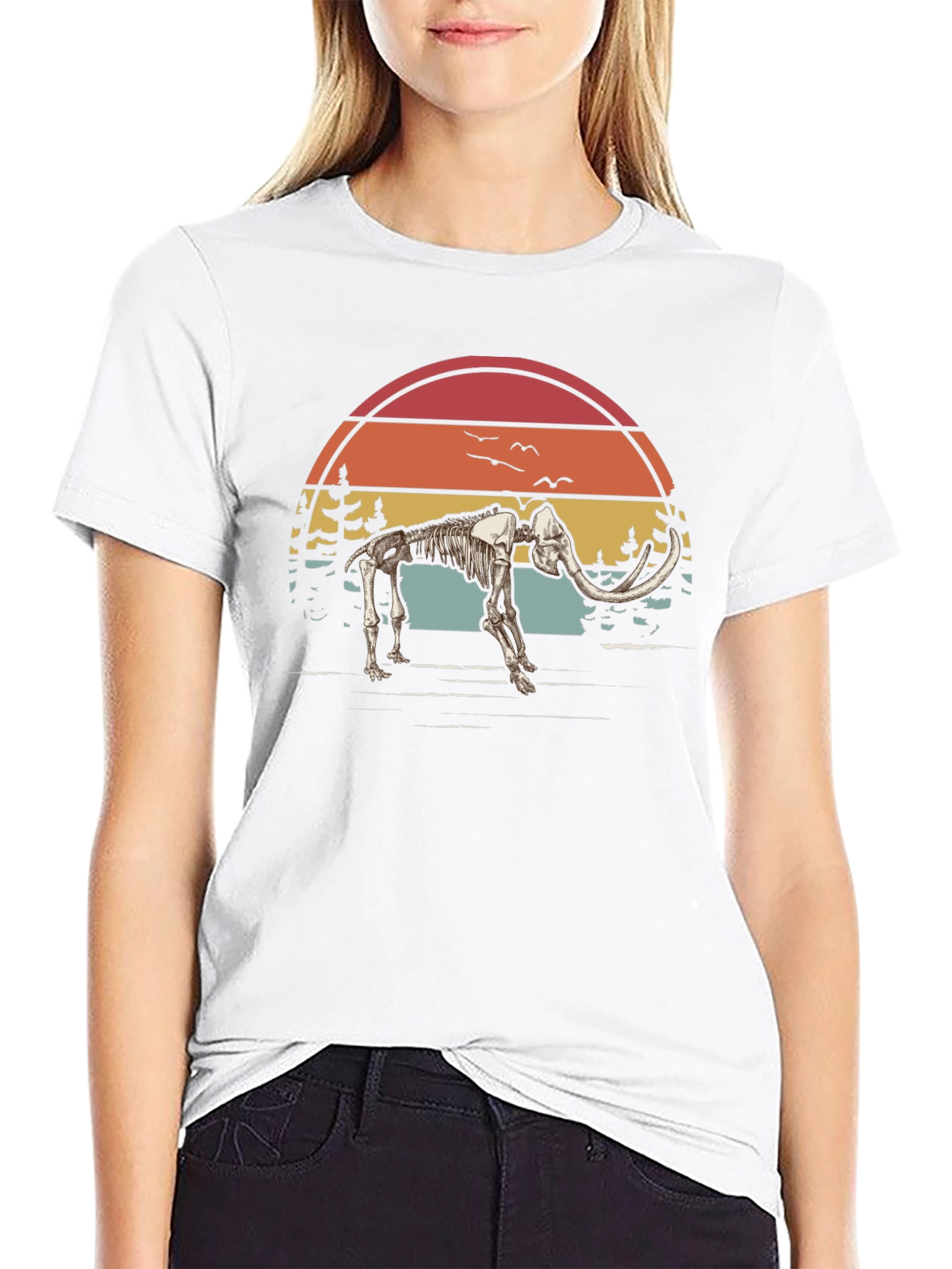 Mammoth Skeleton Sunset Graphic Tee
