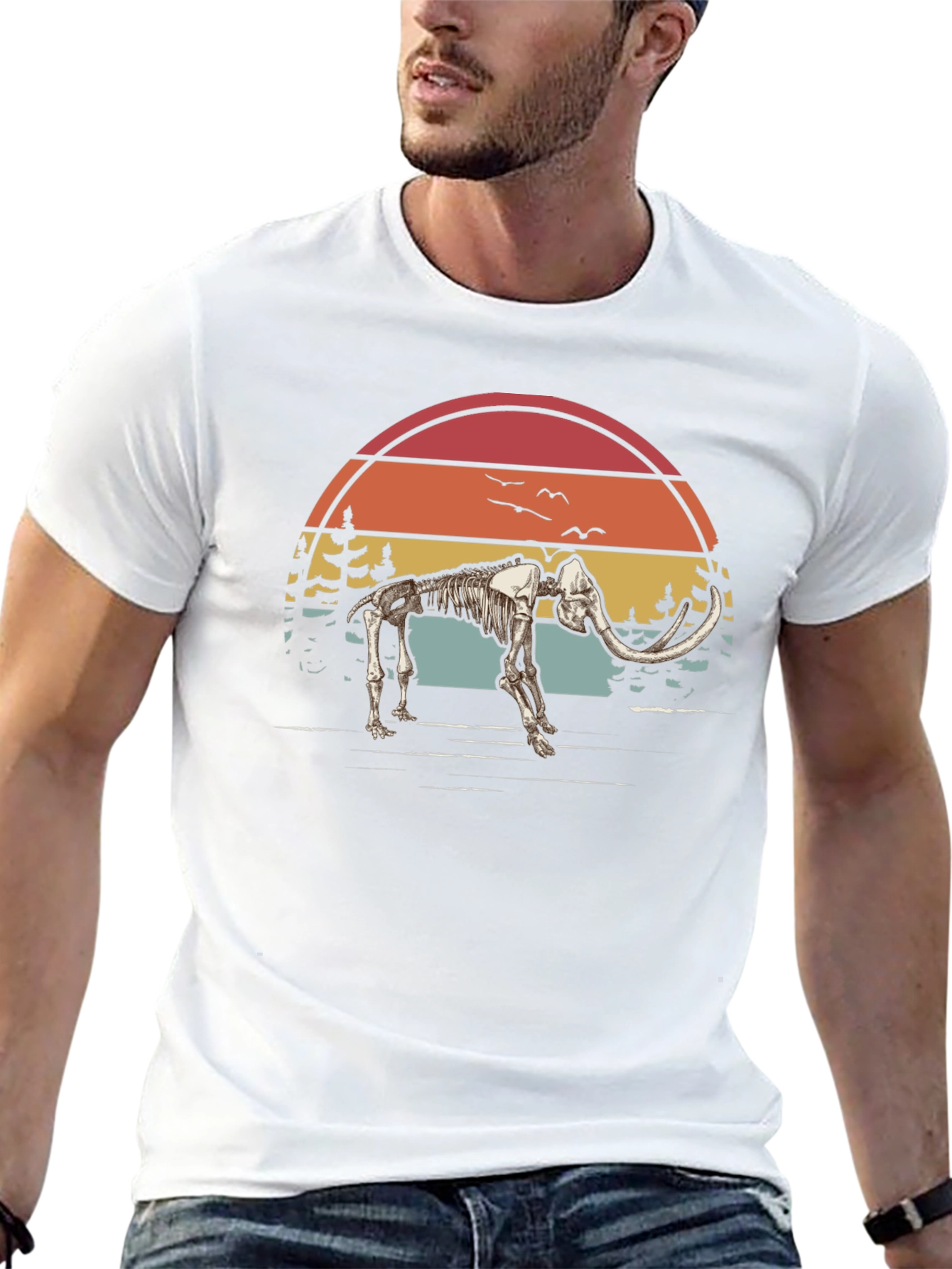 Mammoth Skeleton Sunset Graphic Tee