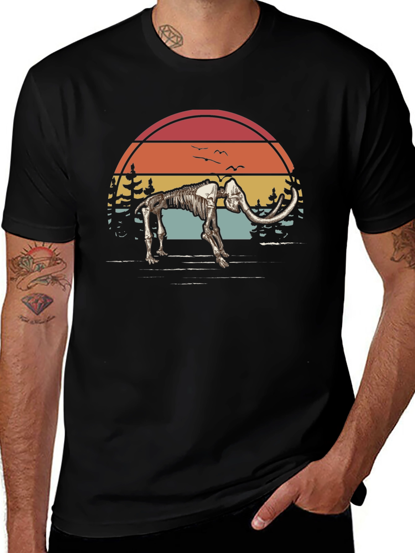 Mammoth Skeleton Sunset Graphic Tee