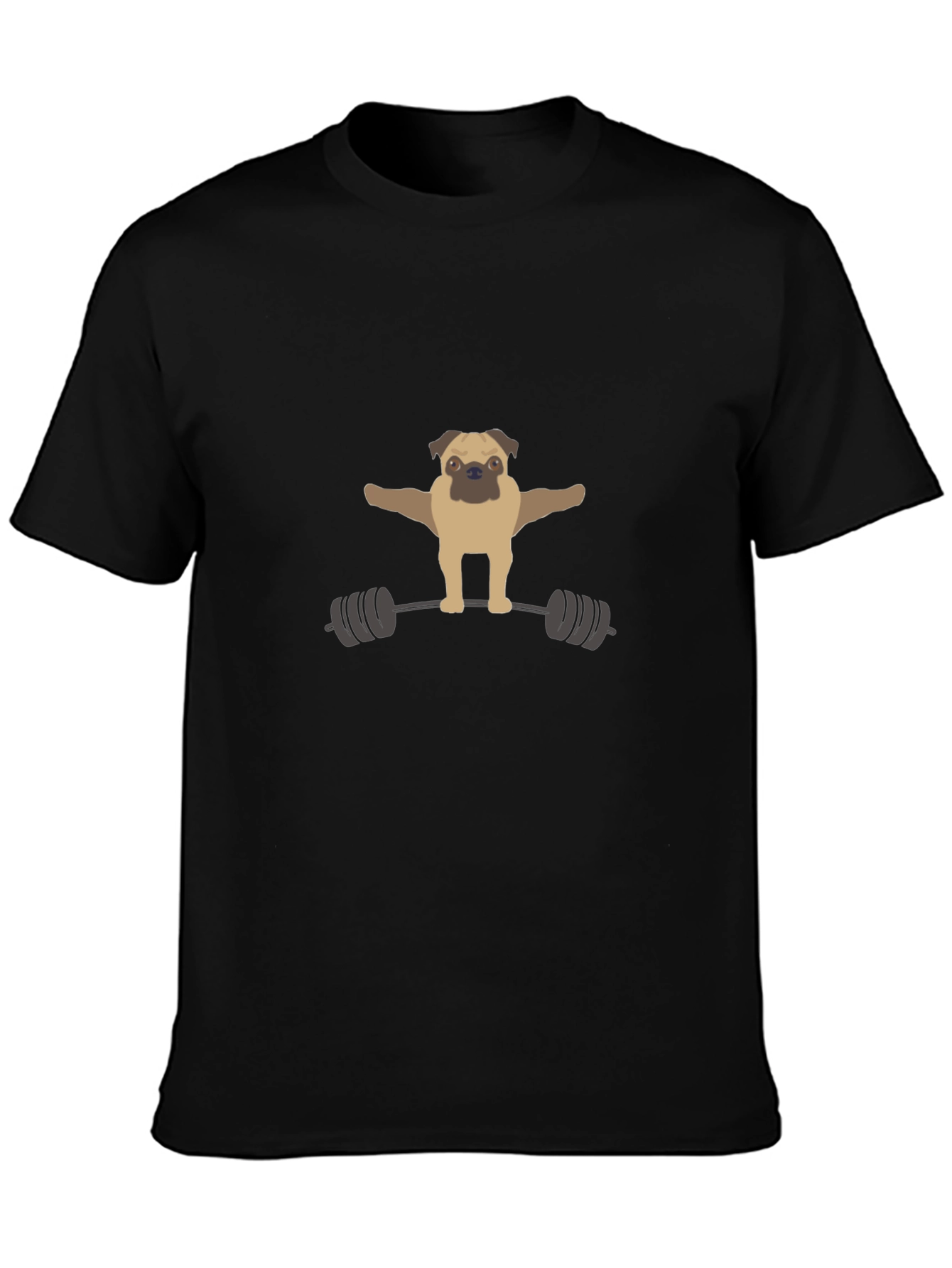 Pug Powerlifting T-Shirt - Black Graphic Tee