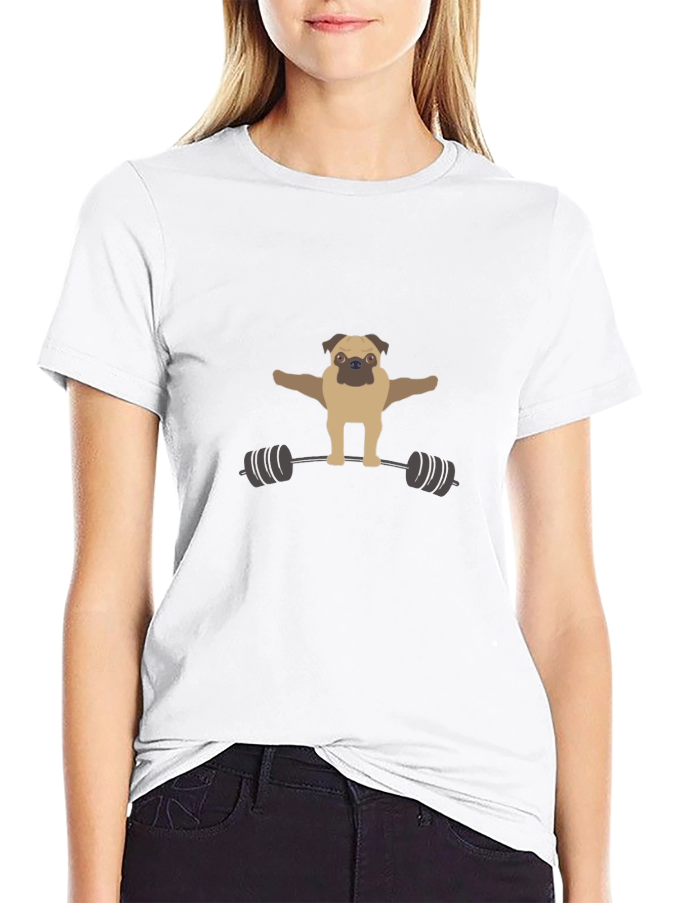 Pug Powerlifting T-Shirt - Black Graphic Tee