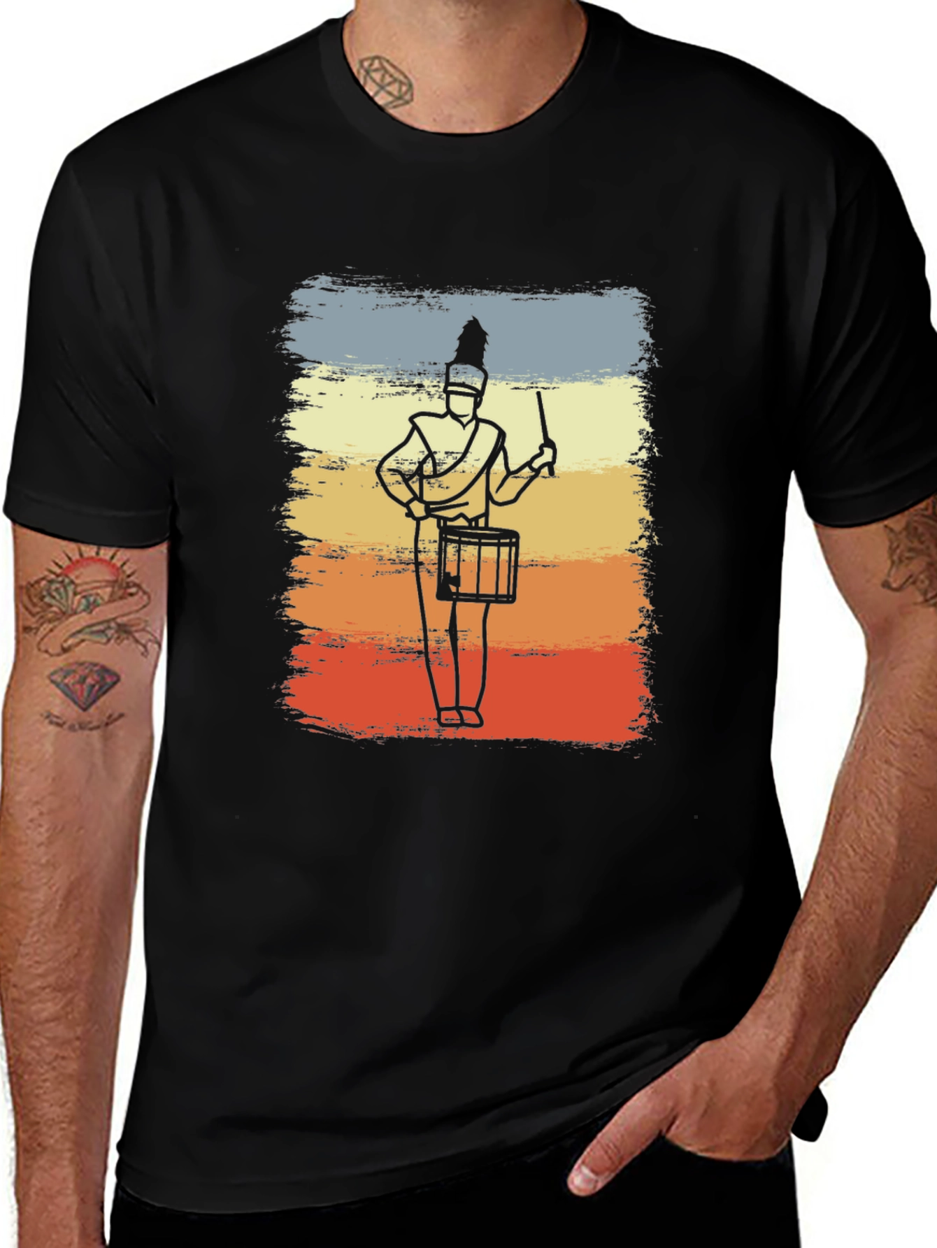 Marching Band Drummer T-Shirt - Retro Style