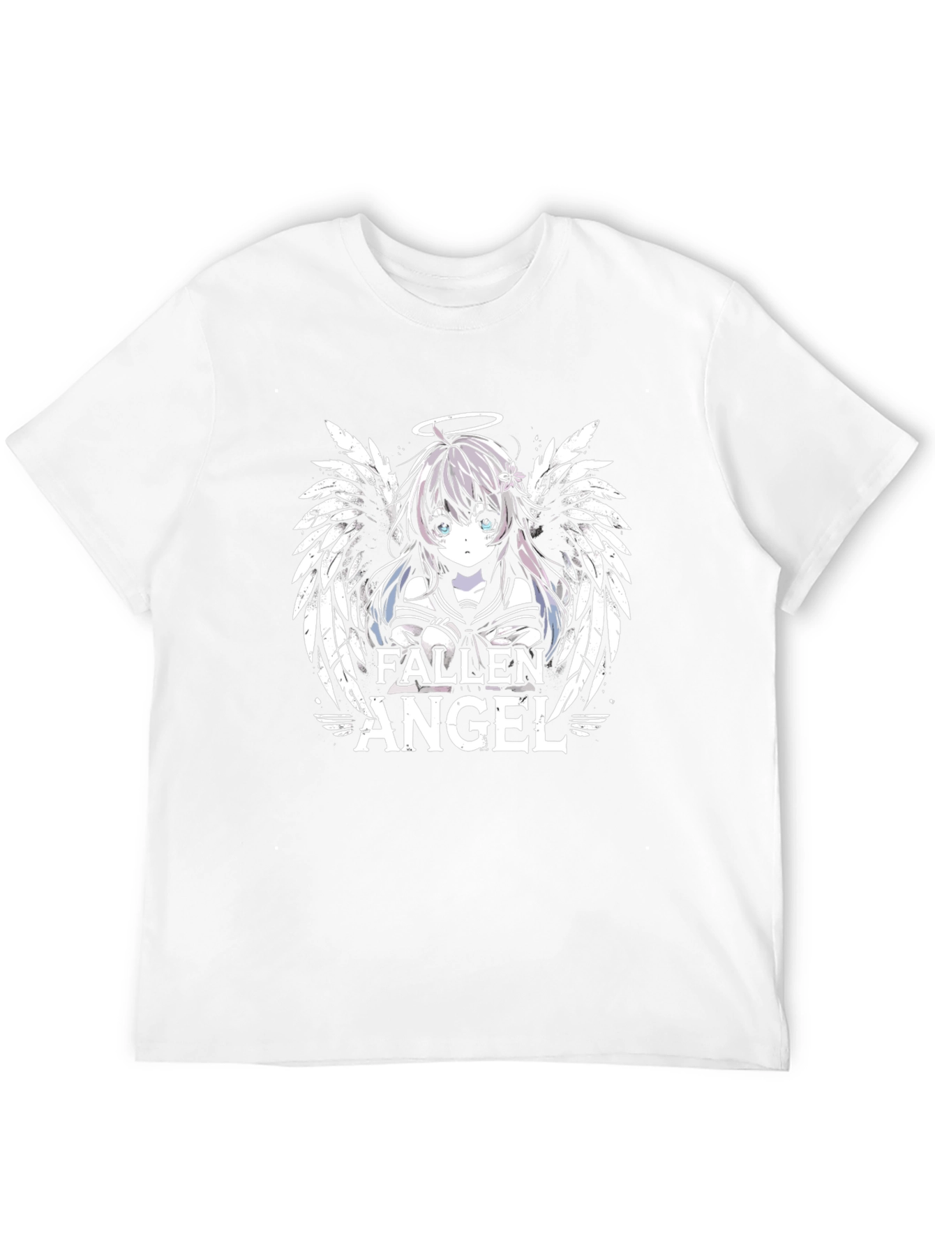 Fallen Angel Anime Graphic Print Black T-Shirt