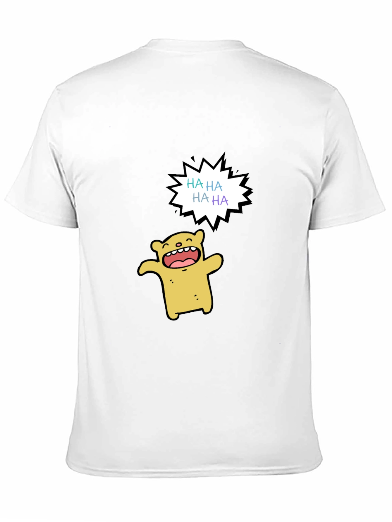 Funny Cartoon Bear HAHA Graphic Black T-Shirt