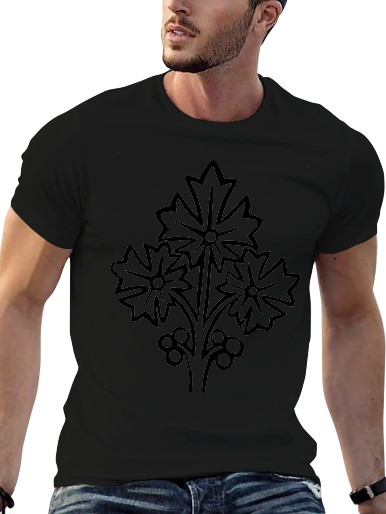 Stylish Black Floral Graphic Tee