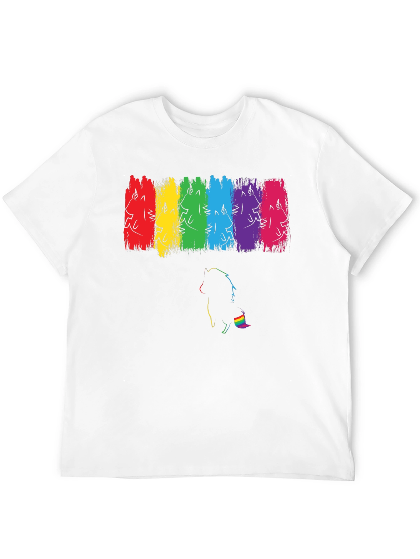 Pride Unicorn Rainbow Brushstroke Black T-Shirt