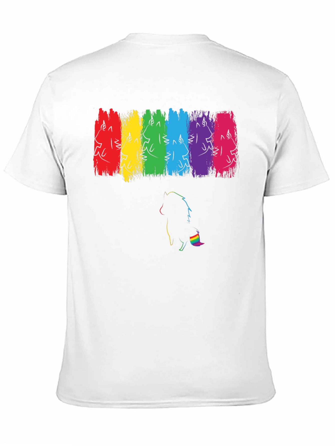 Pride Unicorn Rainbow Brushstroke Black T-Shirt