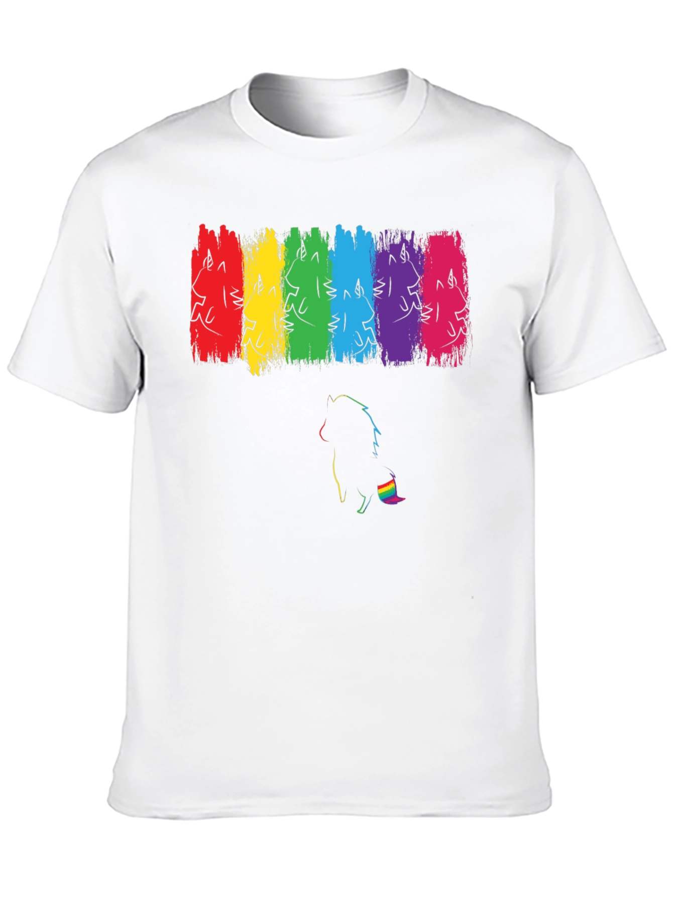 Pride Unicorn Rainbow Brushstroke Black T-Shirt
