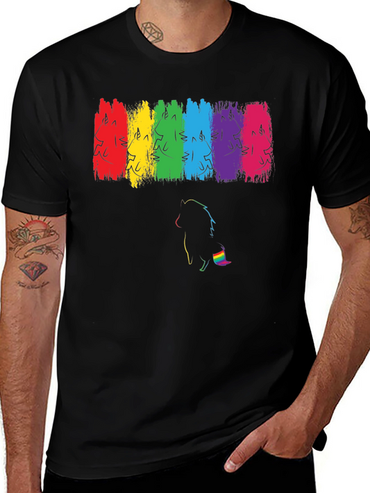 Pride Unicorn Rainbow Brushstroke Black T-Shirt