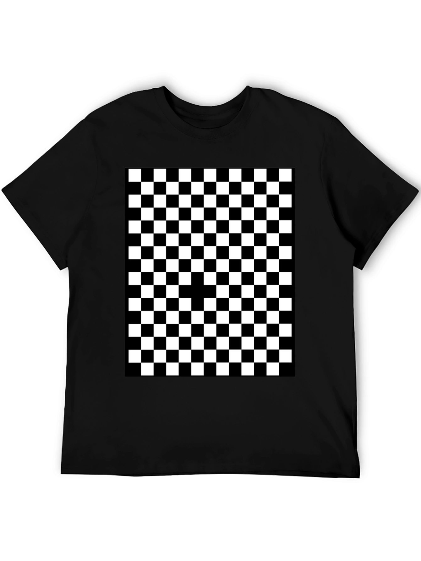 Checkered Graphic Tee - Black and White Pattern Shirt