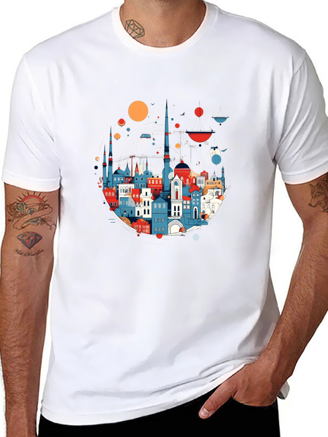 Cityscape Graphic Print Black T-Shirt