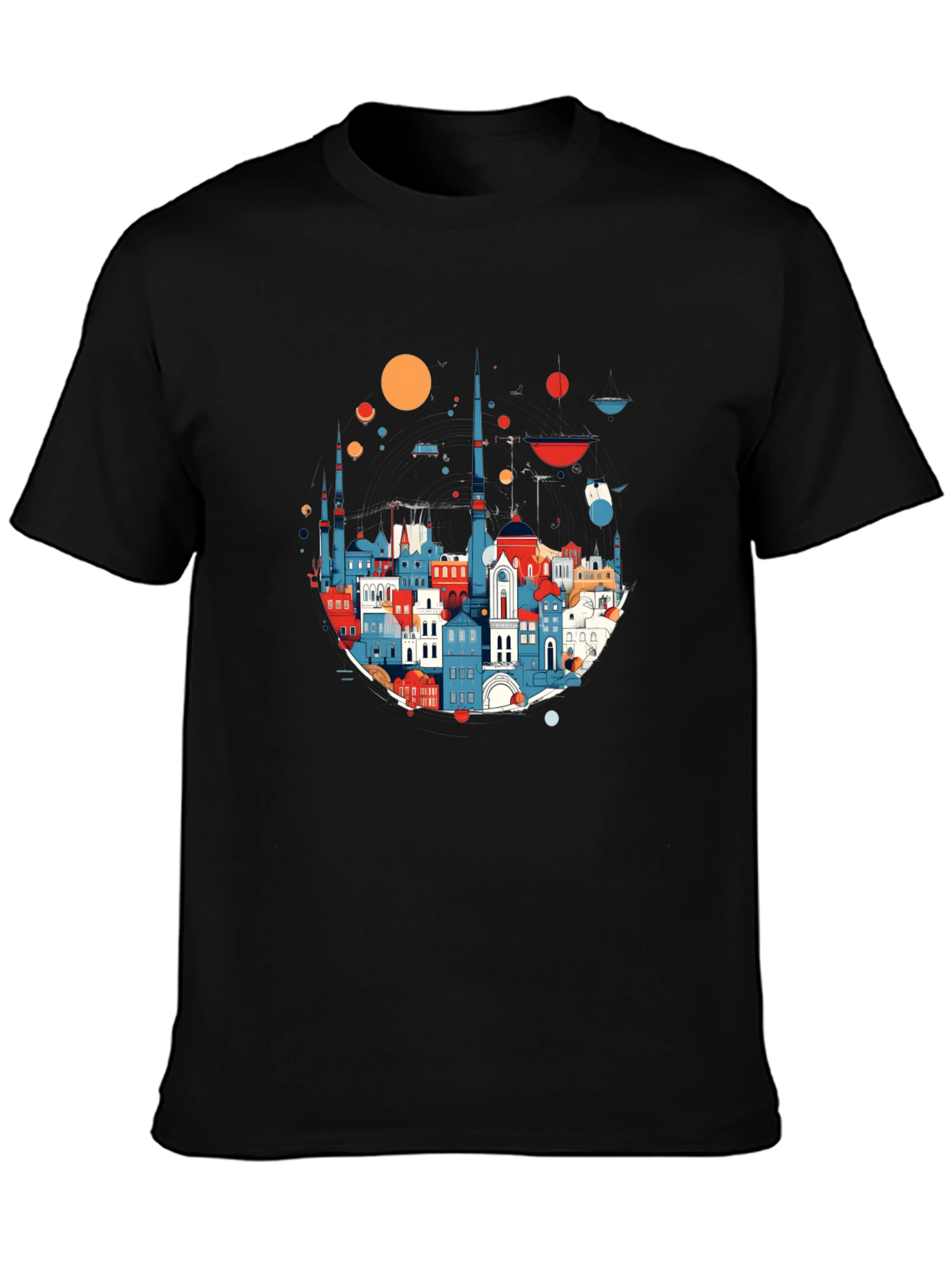 Cityscape Graphic Print Black T-Shirt