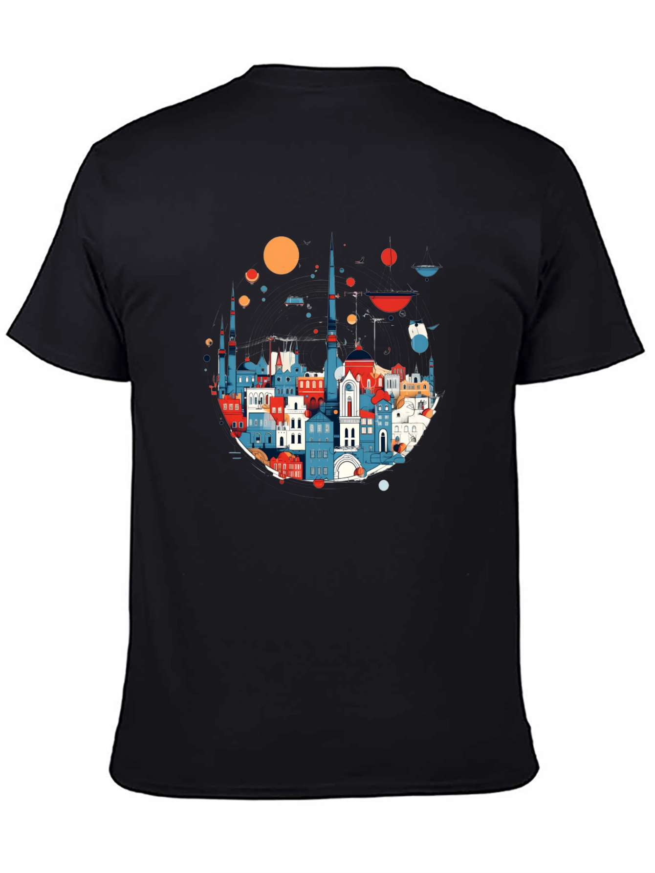 Cityscape Graphic Print Black T-Shirt