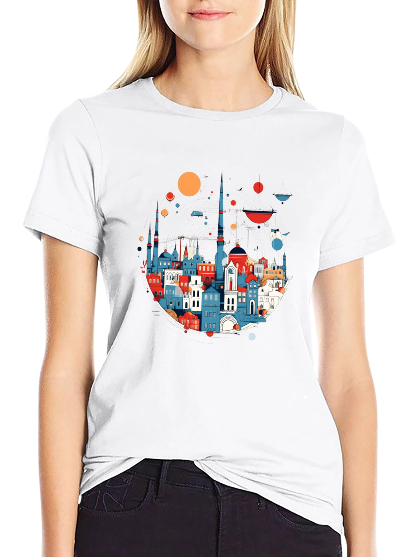 Cityscape Graphic Print Black T-Shirt