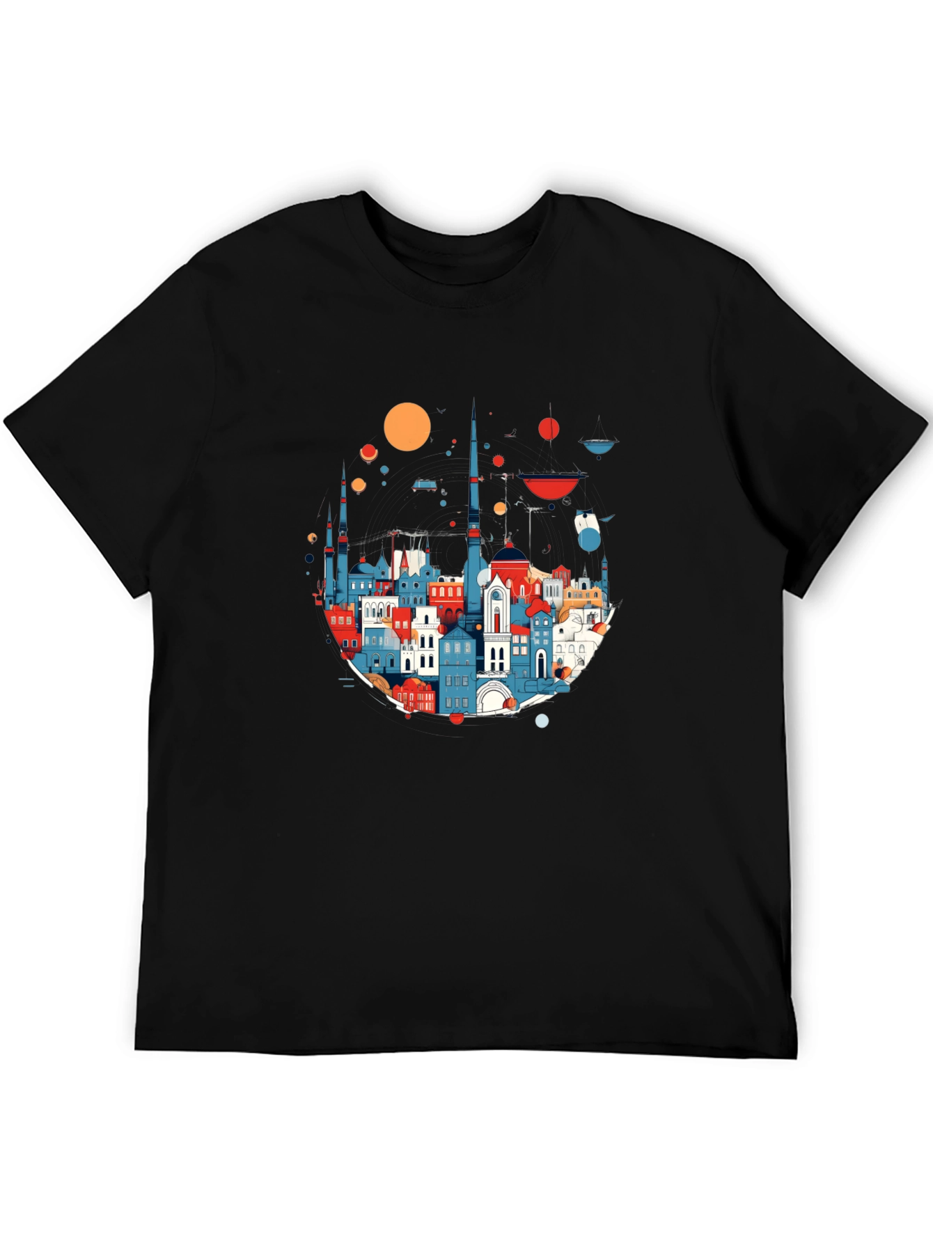 Cityscape Graphic Print Black T-Shirt