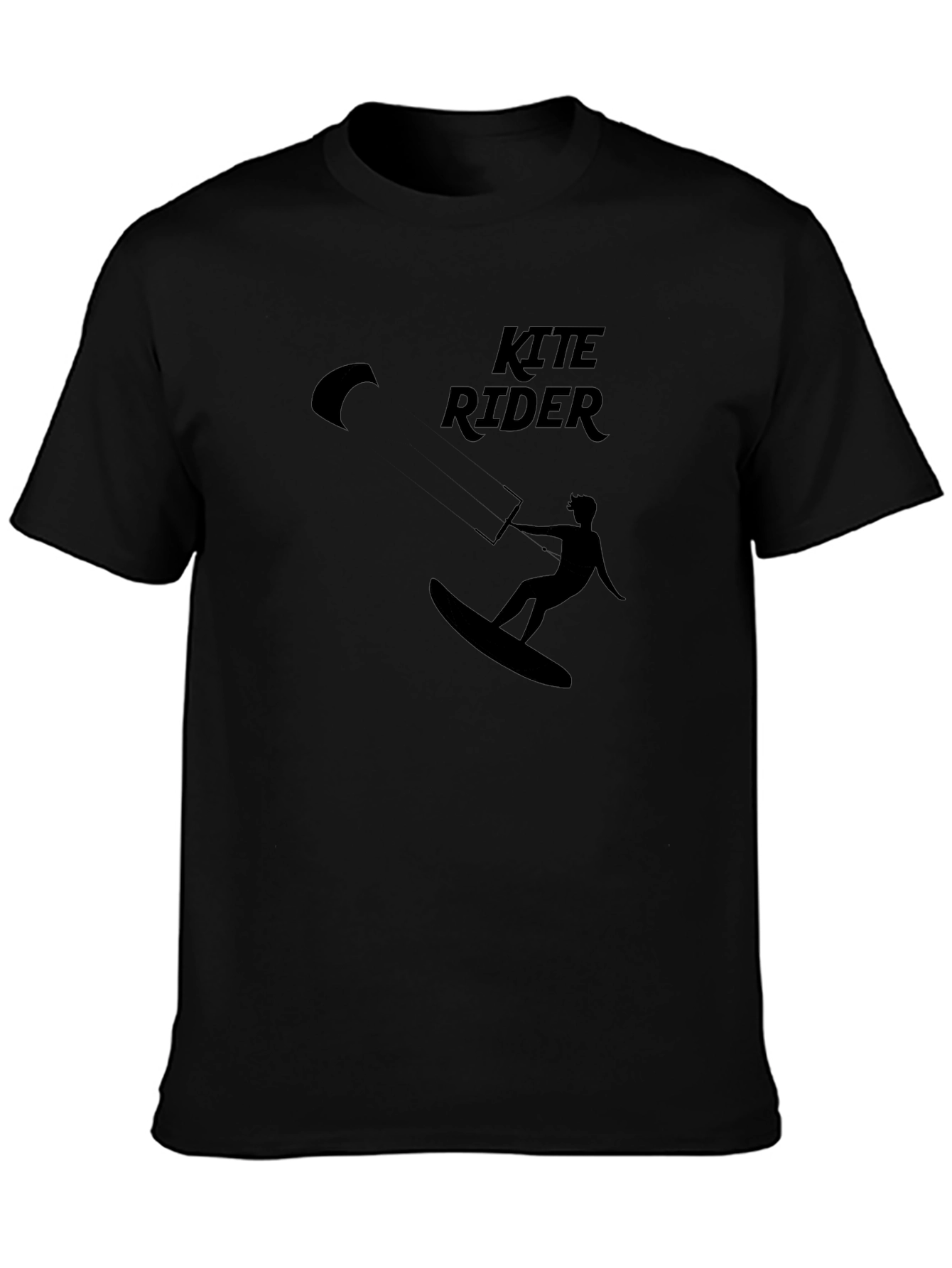 Kite Rider Black Graphic Tee - Surfing & Kitesurfing