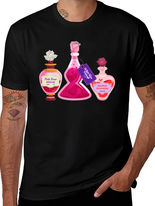 Potion Bottle Roses Graphic T-Shirt