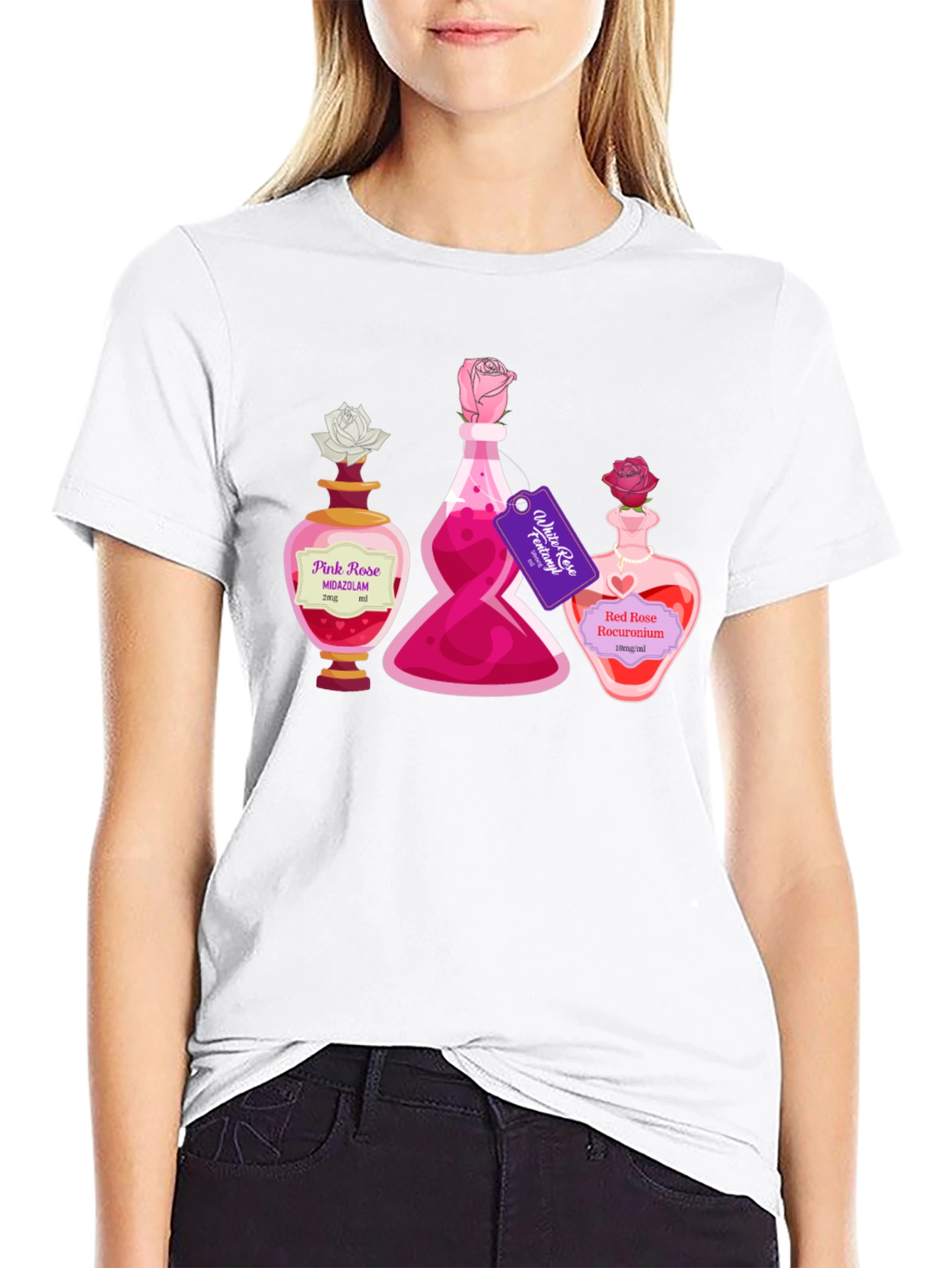 Potion Bottle Roses Graphic T-Shirt