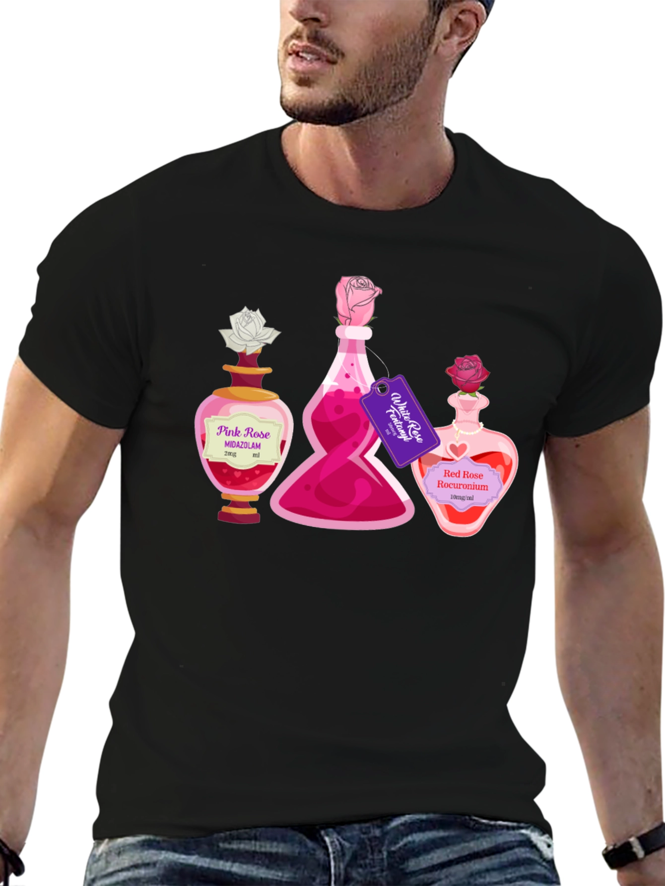 Potion Bottle Roses Graphic T-Shirt