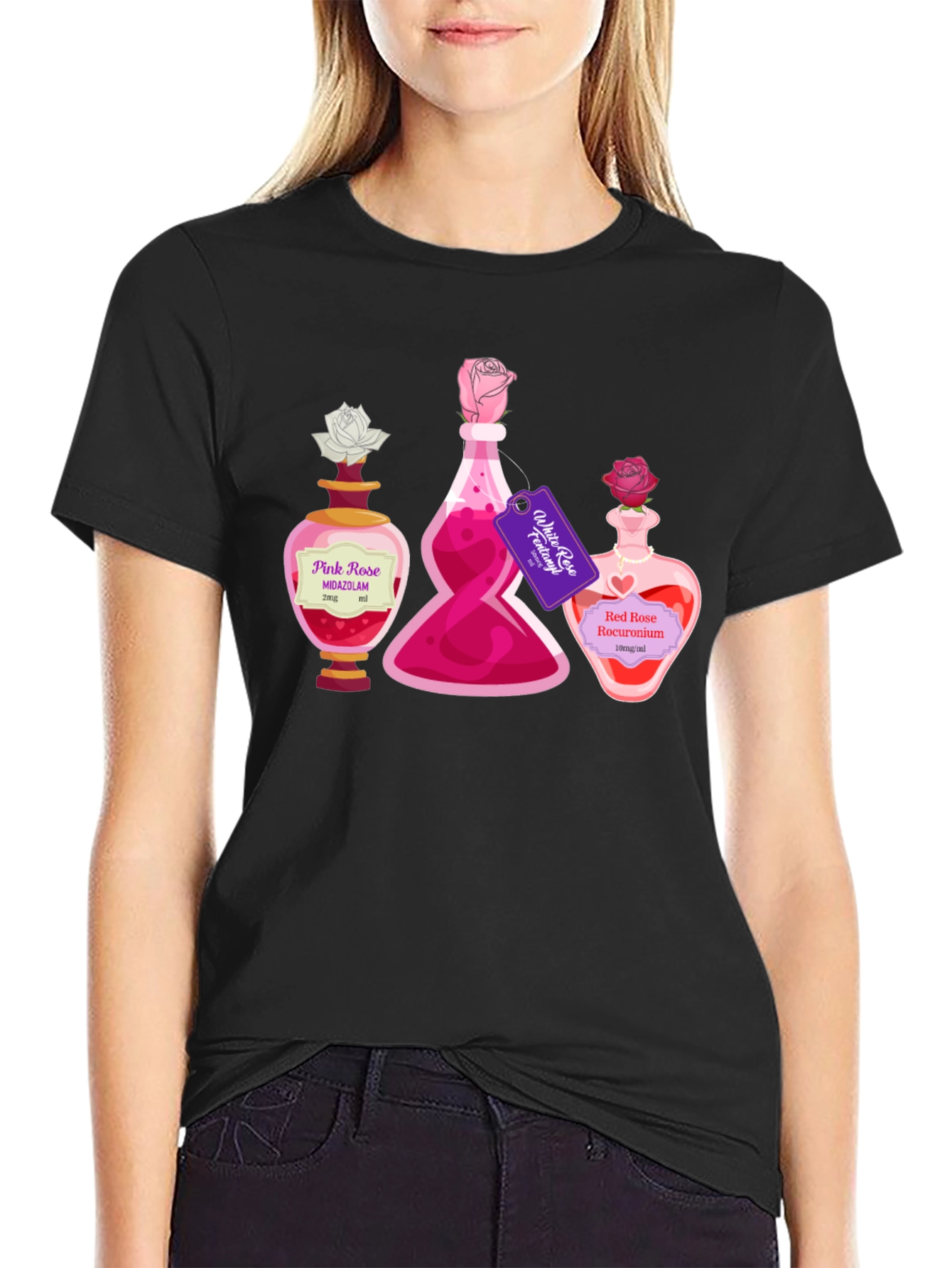 Potion Bottle Roses Graphic T-Shirt