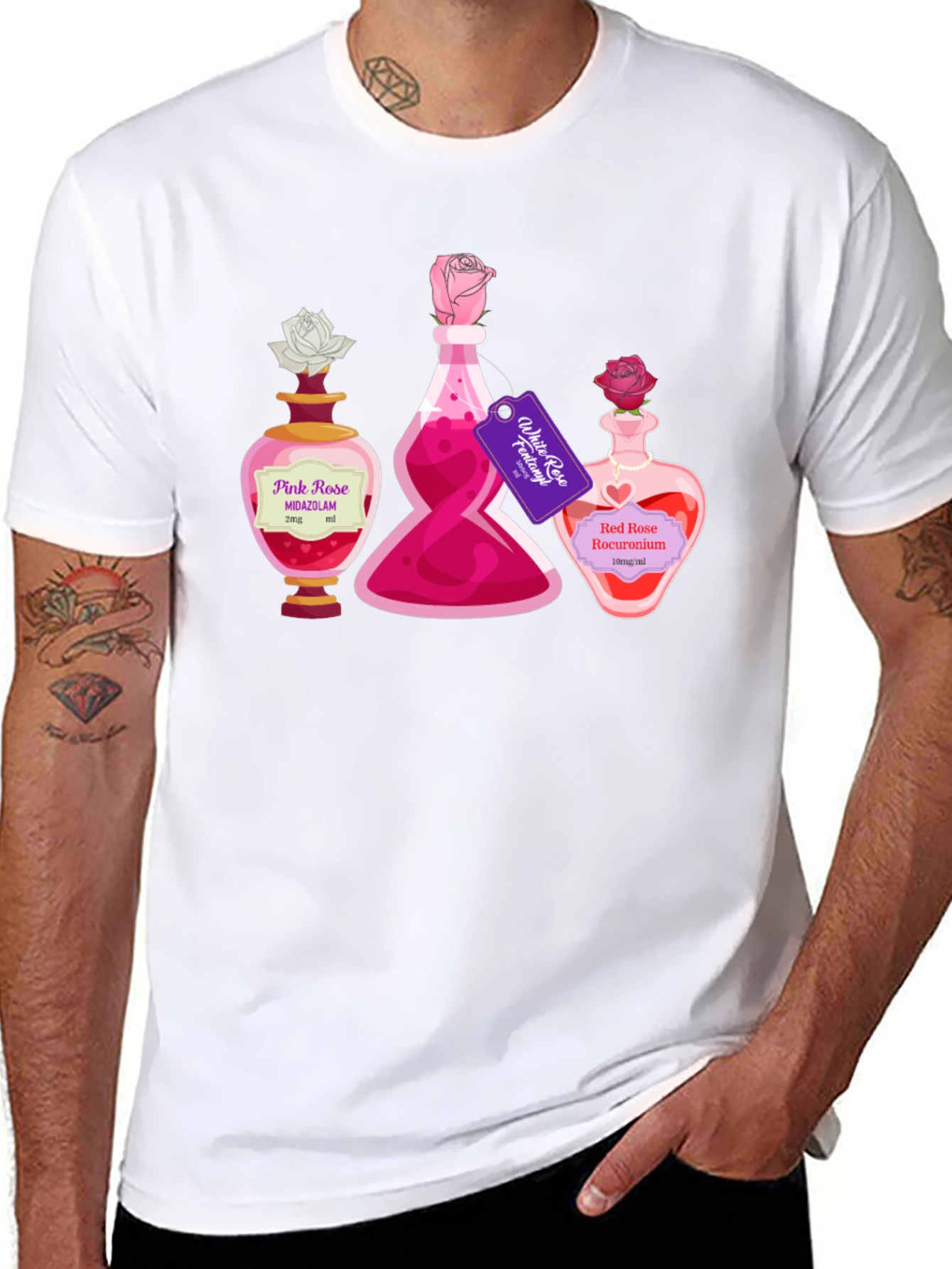 Potion Bottle Roses Graphic T-Shirt