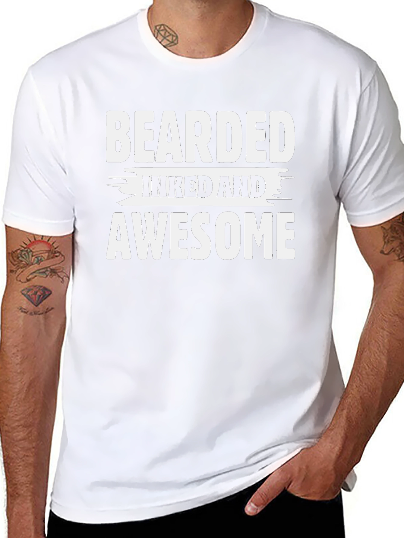 Bearded Inked and Awesome Graphic T-Shirt
