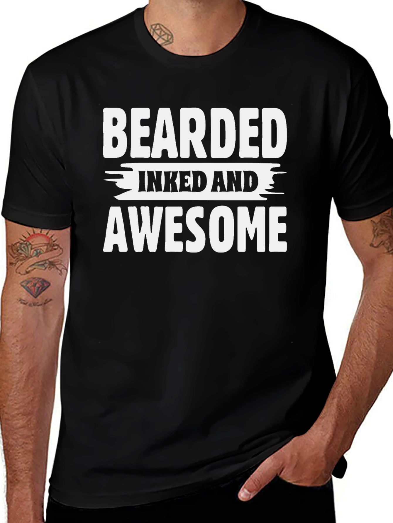 Bearded Inked and Awesome Graphic T-Shirt