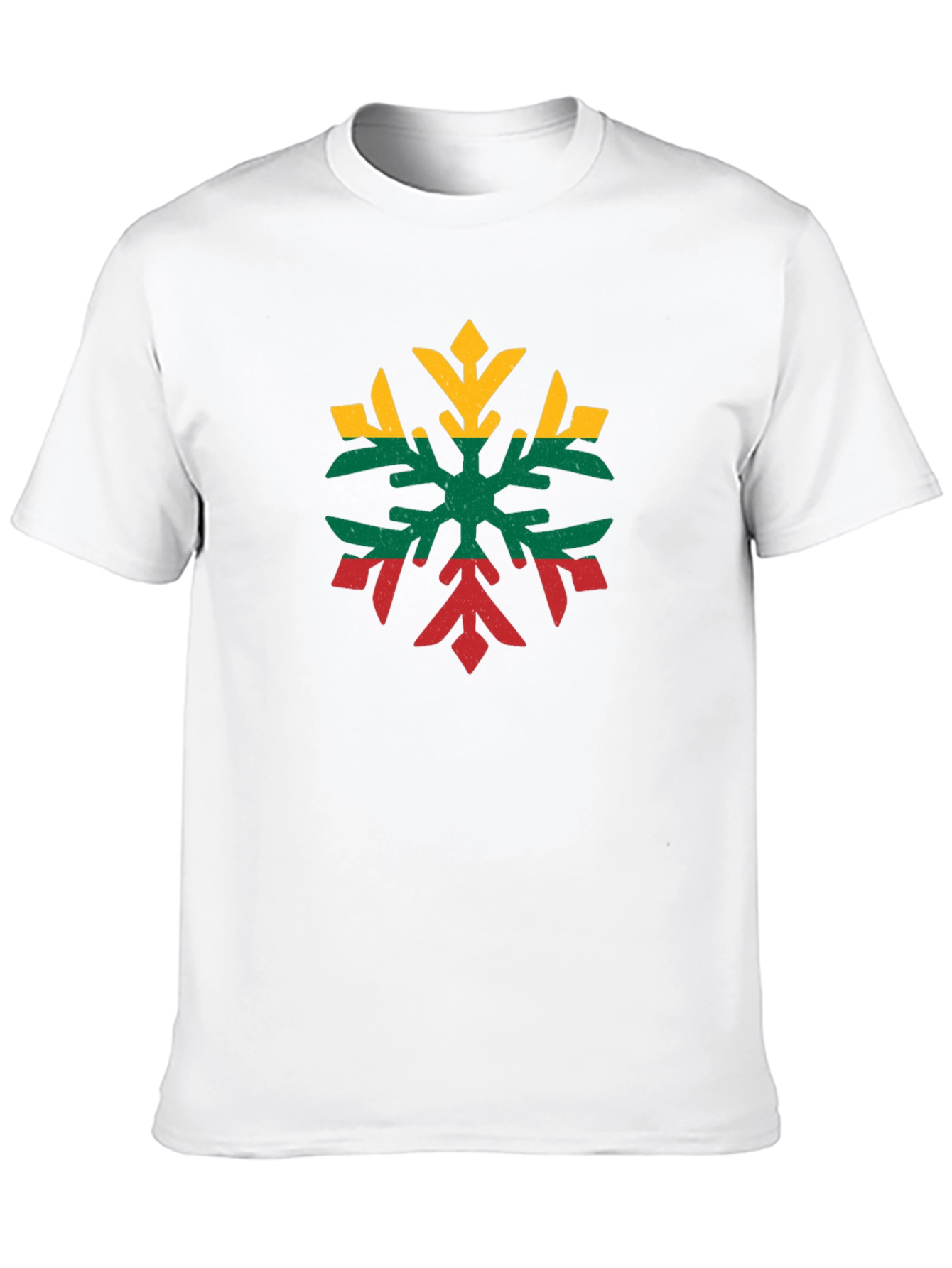 Lithuanian Flag Snowflake Black T-Shirt
