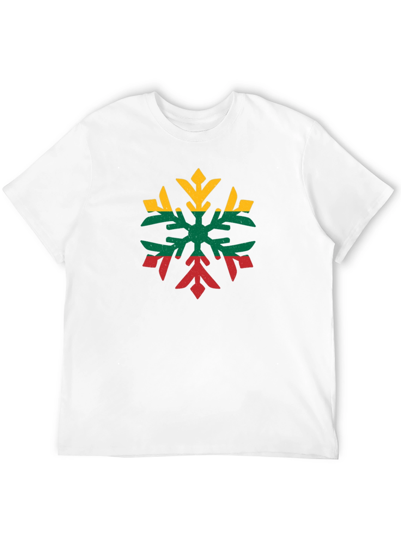 Lithuanian Flag Snowflake Black T-Shirt