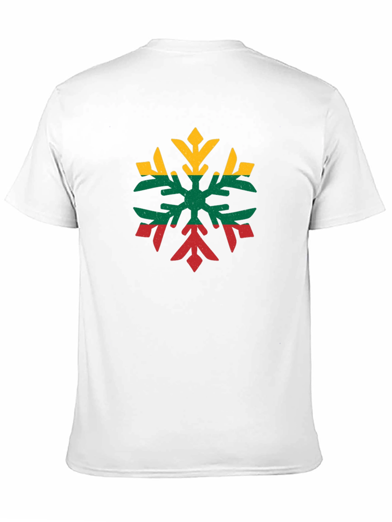 Lithuanian Flag Snowflake Black T-Shirt