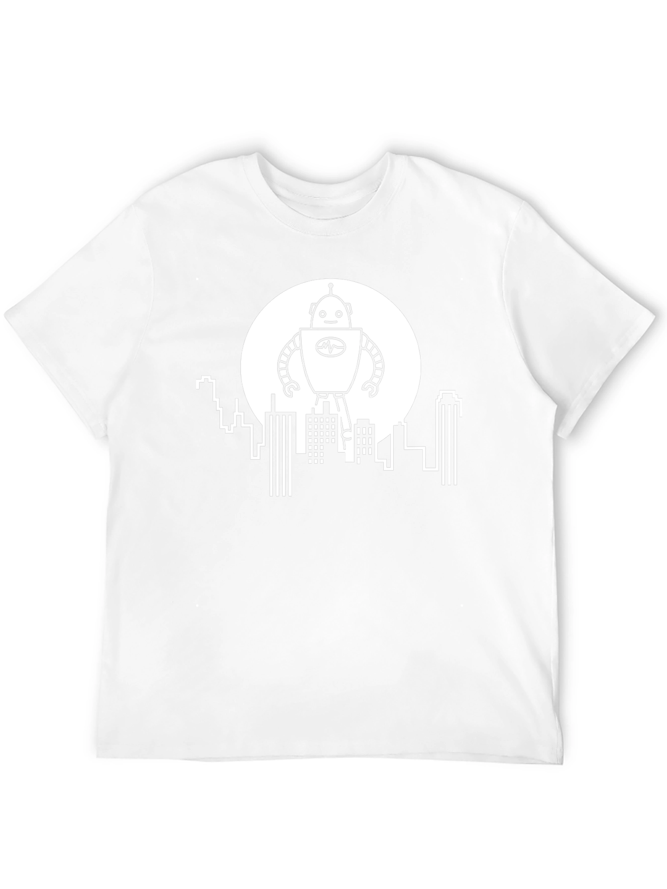 Robot Cityscape Graphic Tee - Black