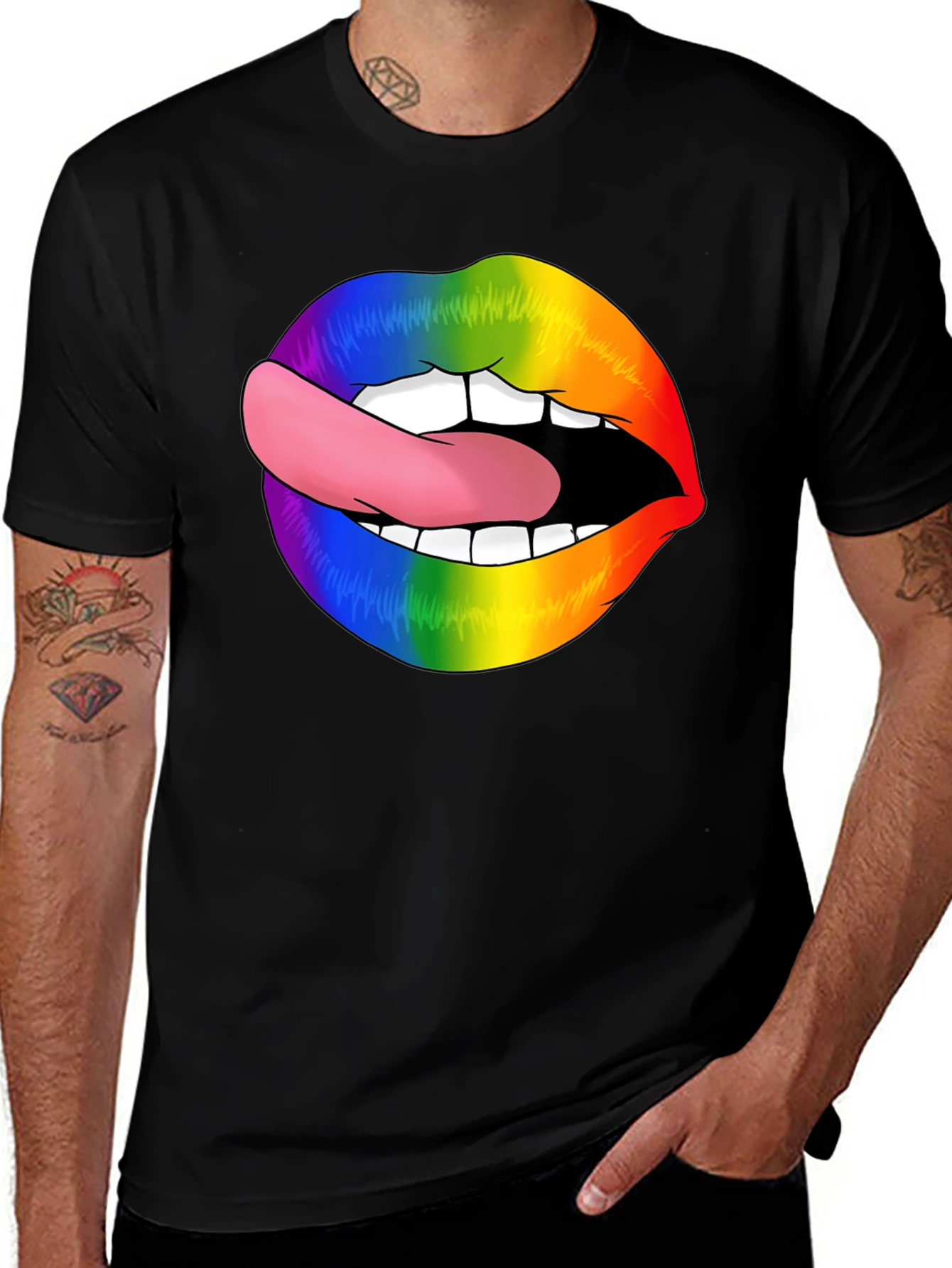 Rainbow Lips Tongue Out T-Shirt