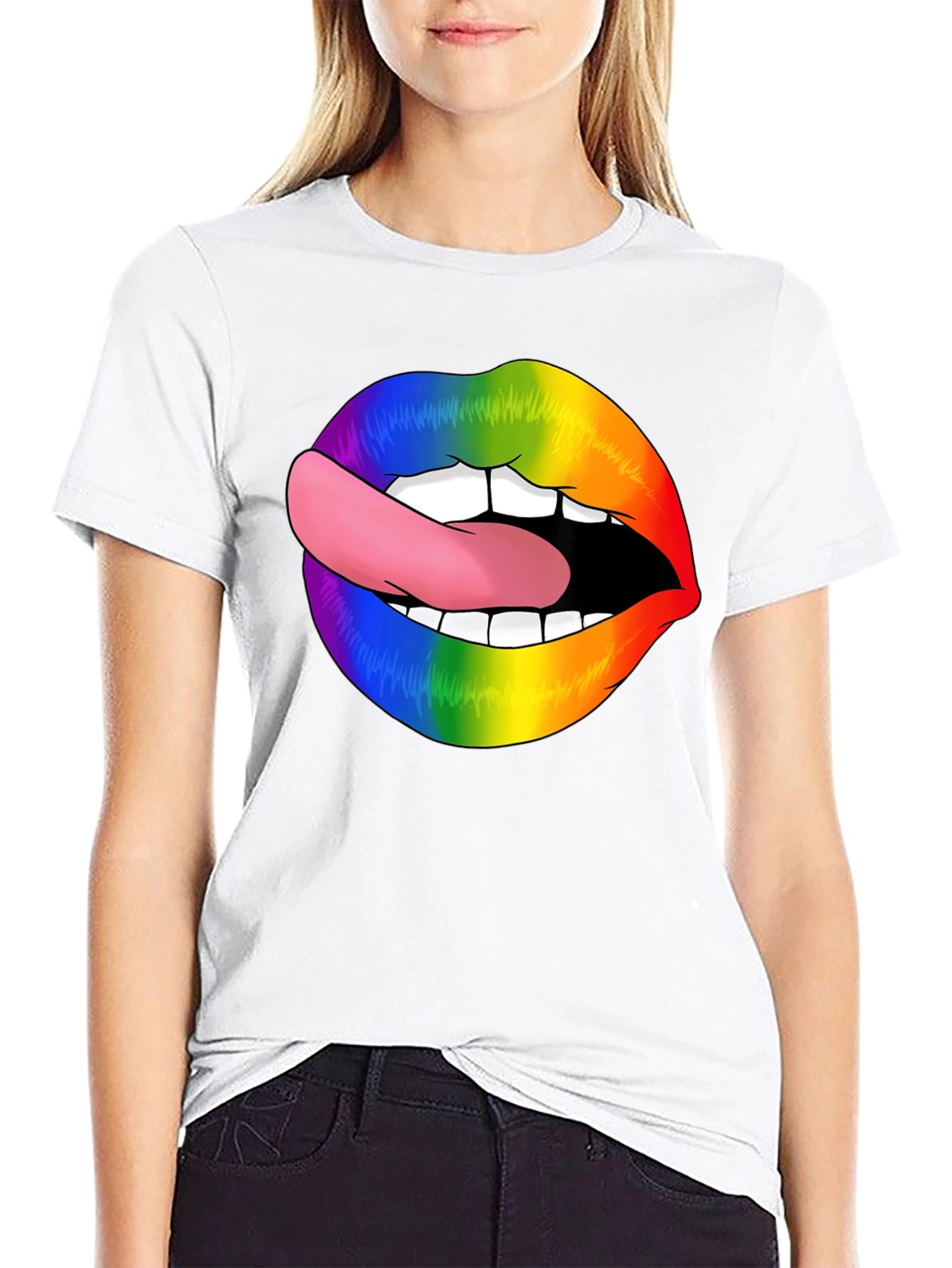 Rainbow Lips Tongue Out T-Shirt