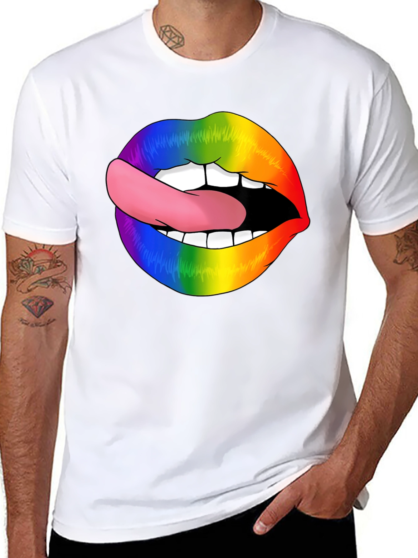 Rainbow Lips Tongue Out T-Shirt