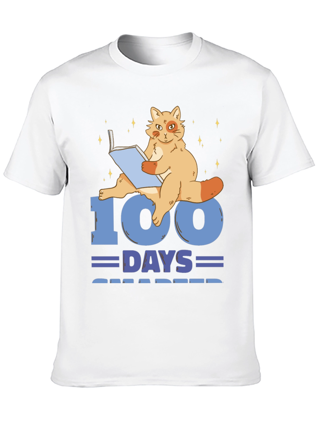 100 Days Smarter Cat Reading Book T-Shirt
