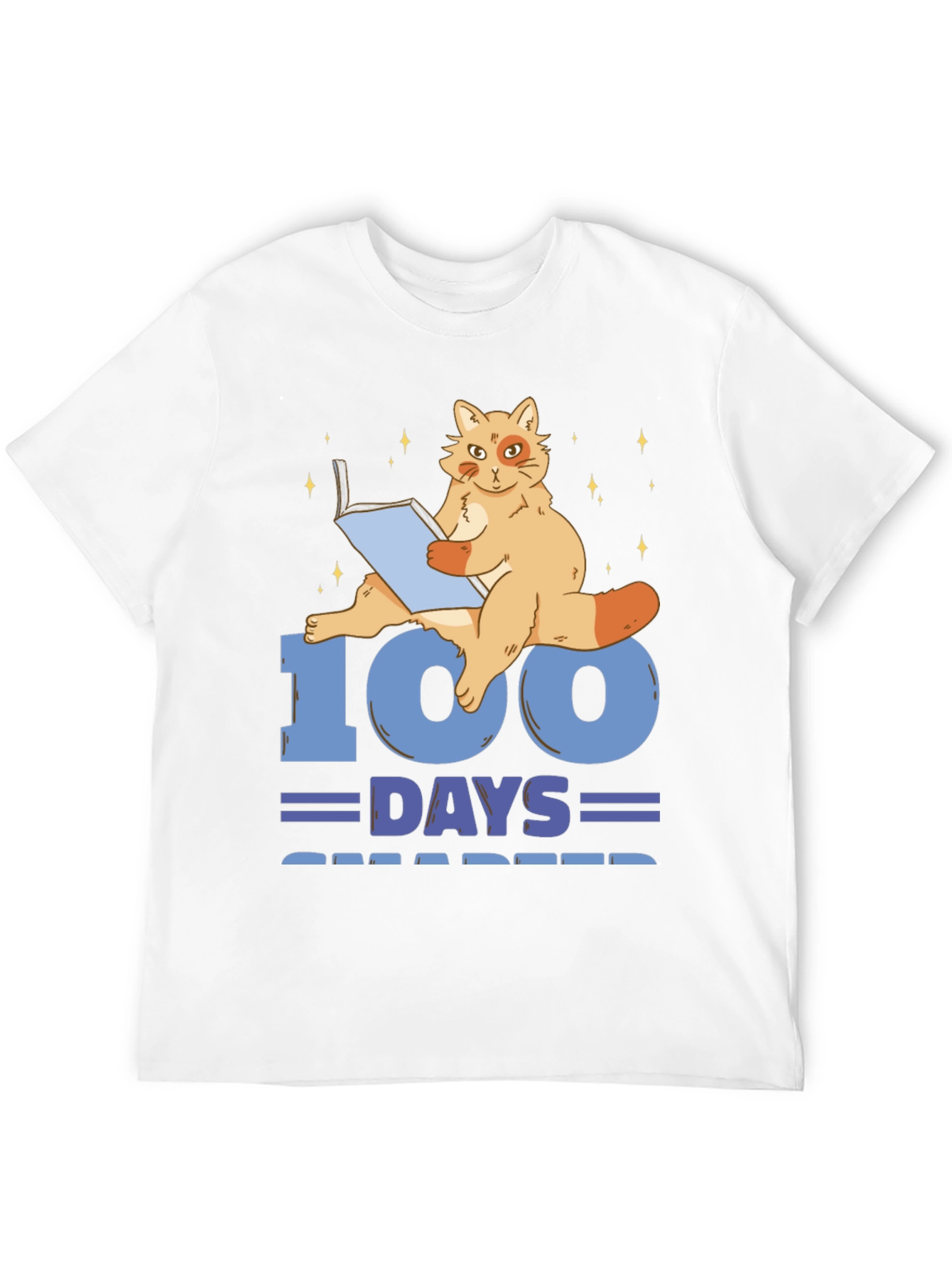 100 Days Smarter Cat Reading Book T-Shirt