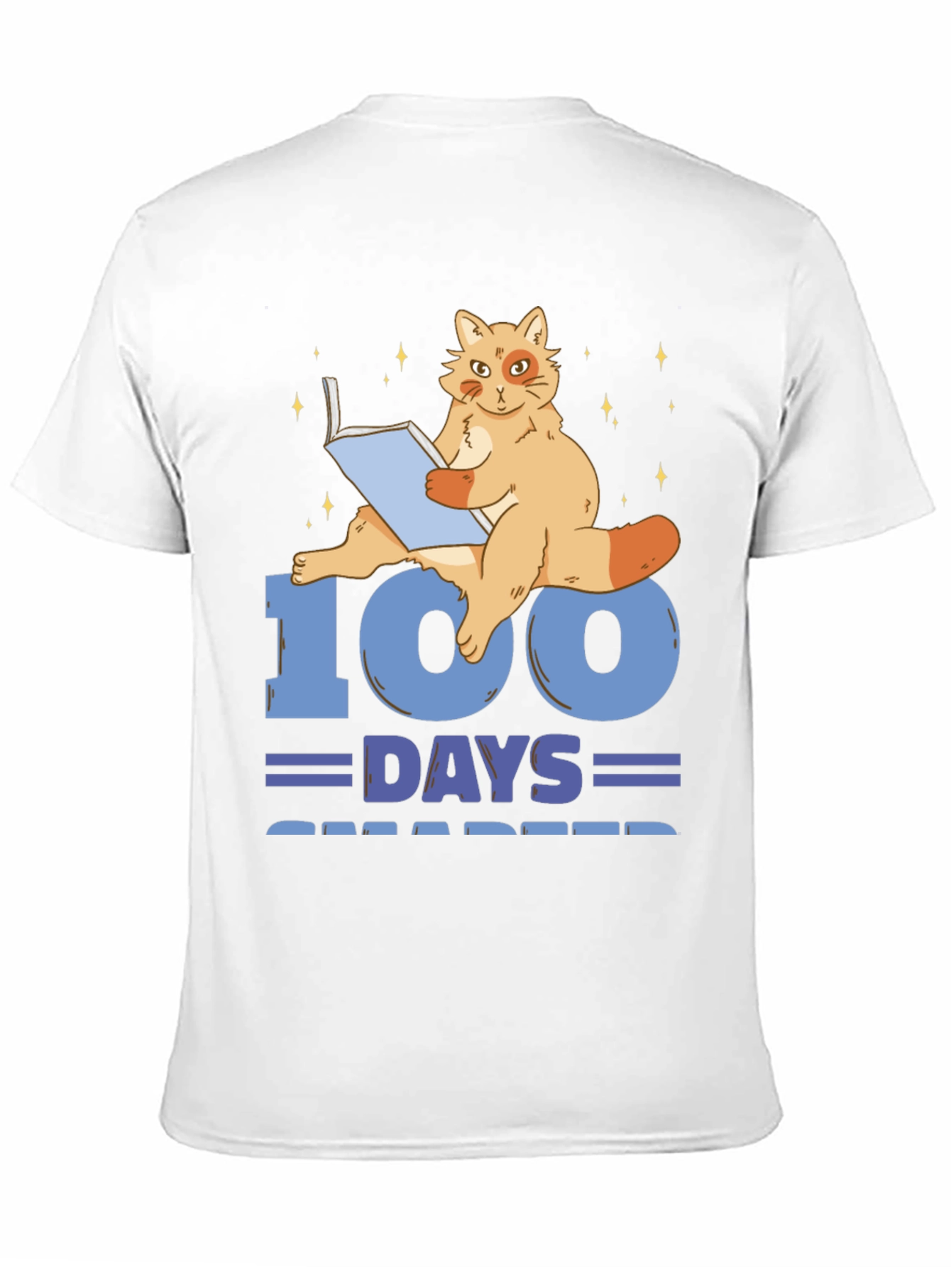 100 Days Smarter Cat Reading Book T-Shirt