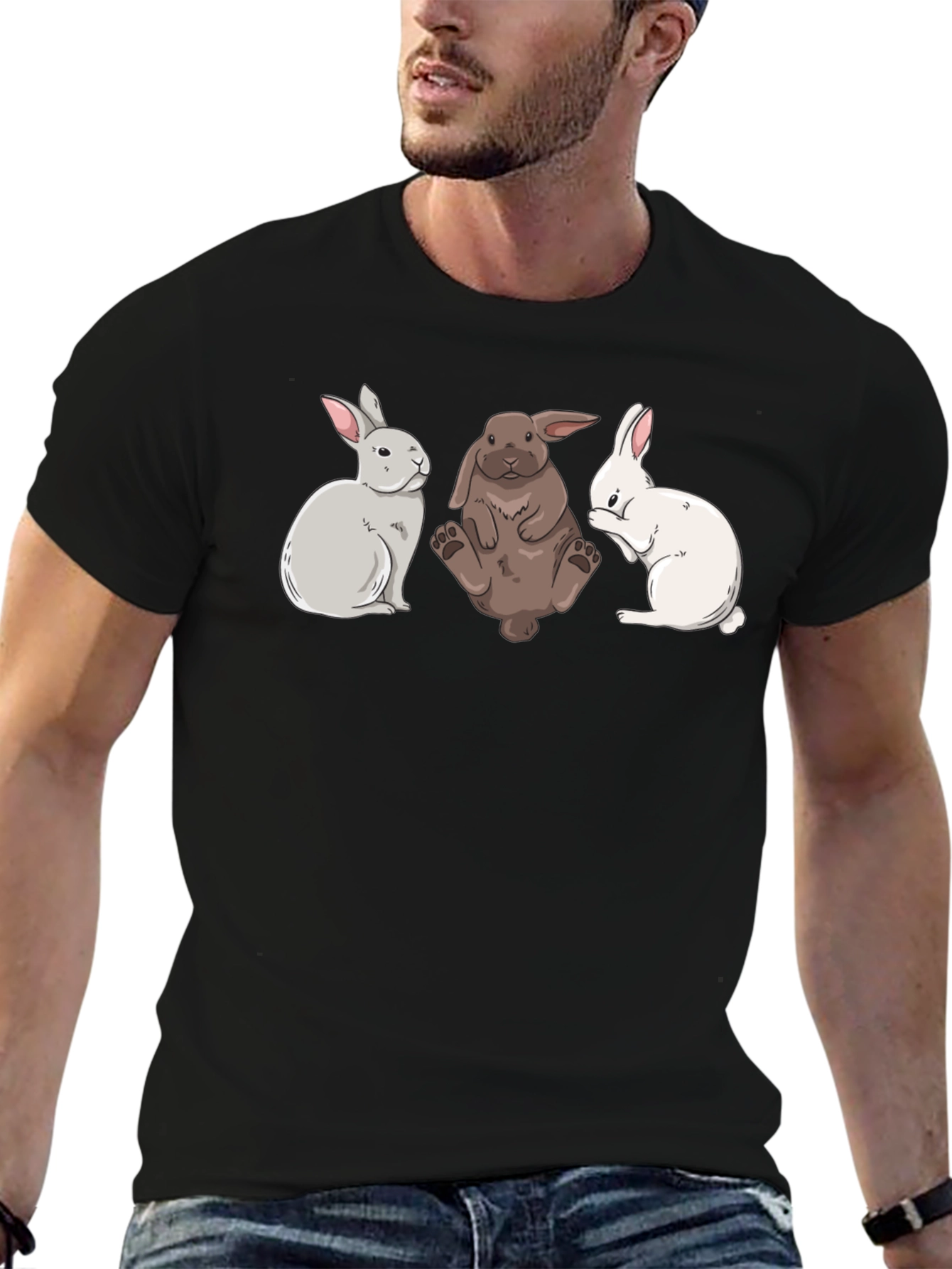 Three Bunny Graphic Tee - Soft Cotton Blend