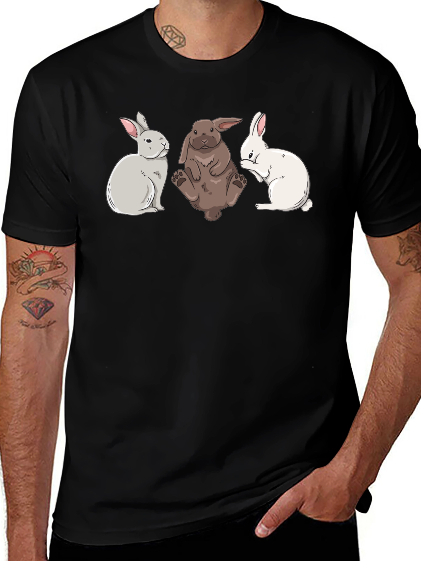 Three Bunny Graphic Tee - Soft Cotton Blend