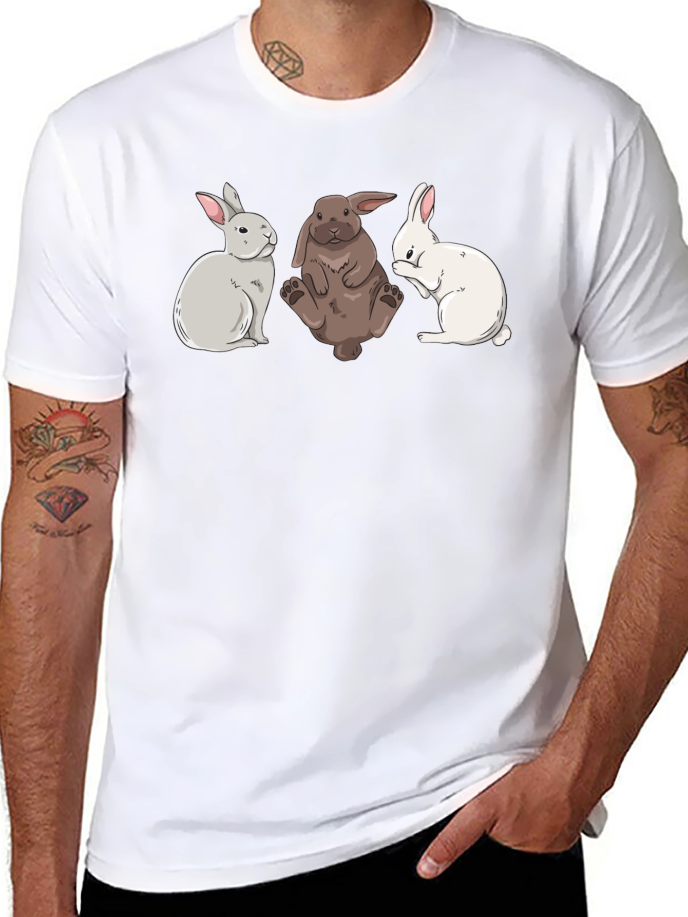 Three Bunny Graphic Tee - Soft Cotton Blend