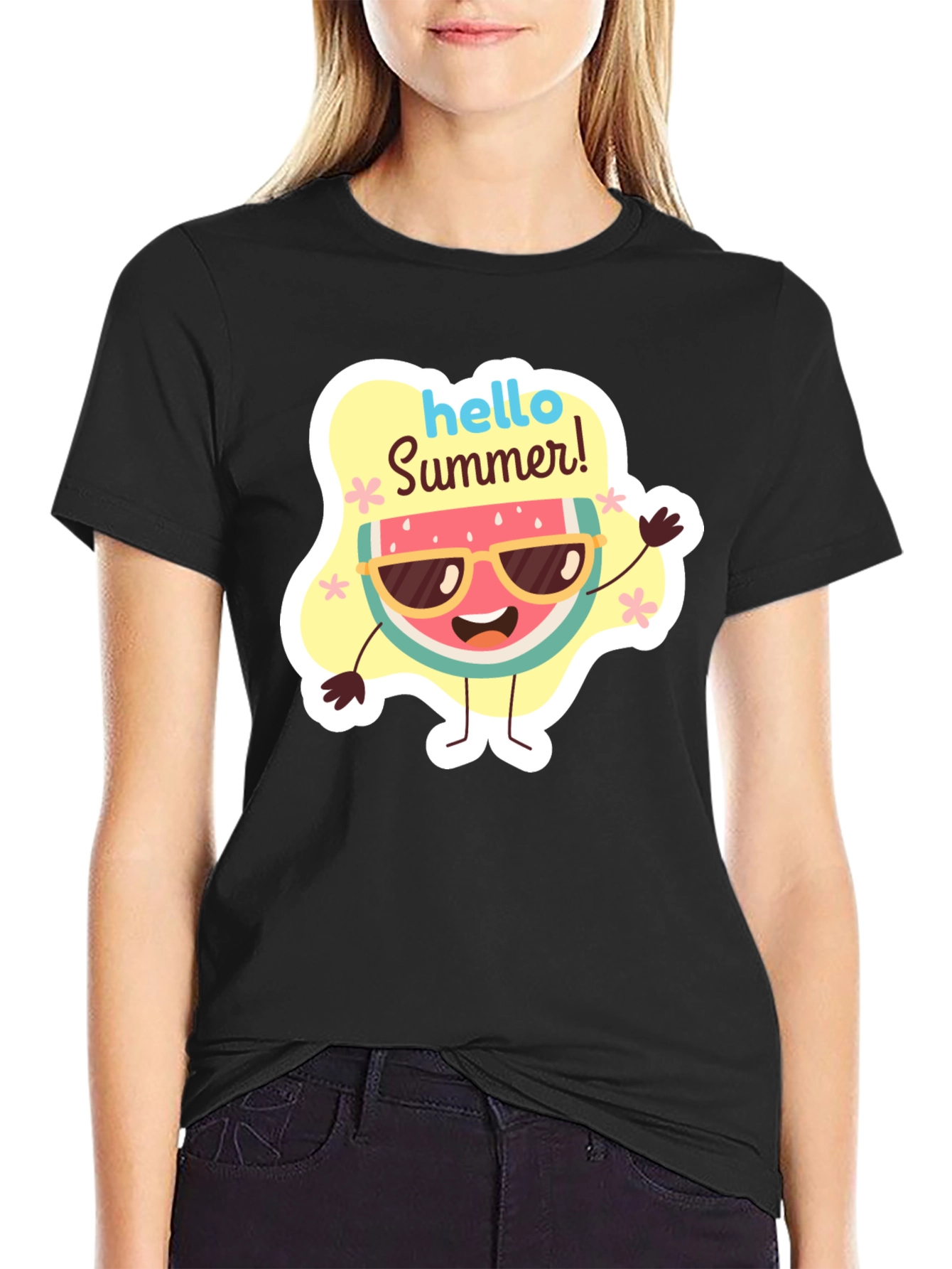 Hello Summer Watermelon Graphic T-Shirt