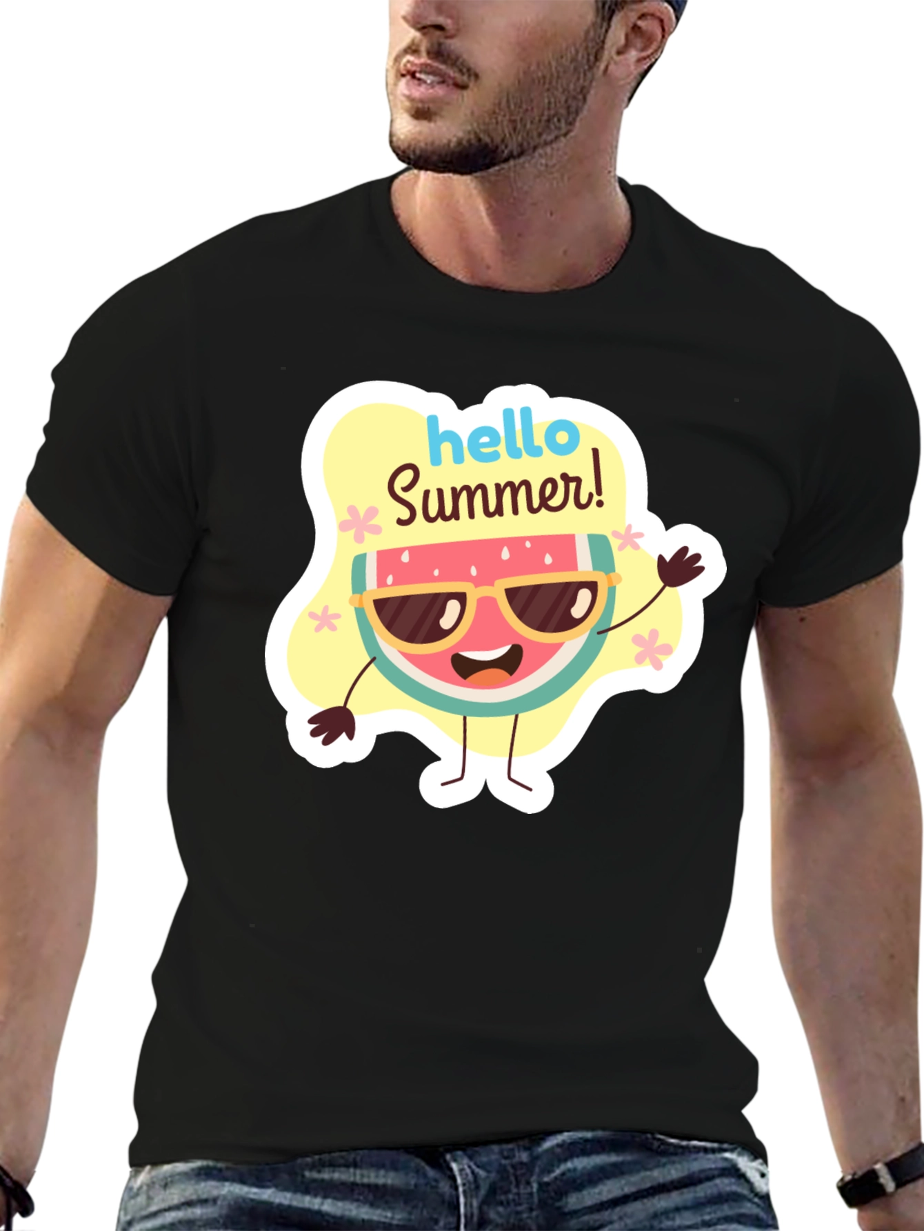 Hello Summer Watermelon Graphic T-Shirt