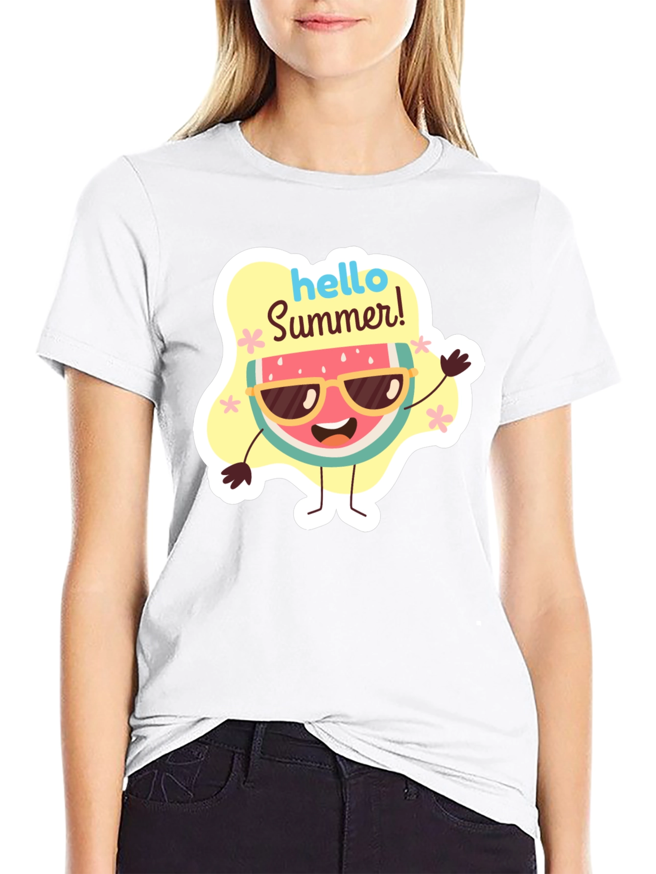 Hello Summer Watermelon Graphic T-Shirt