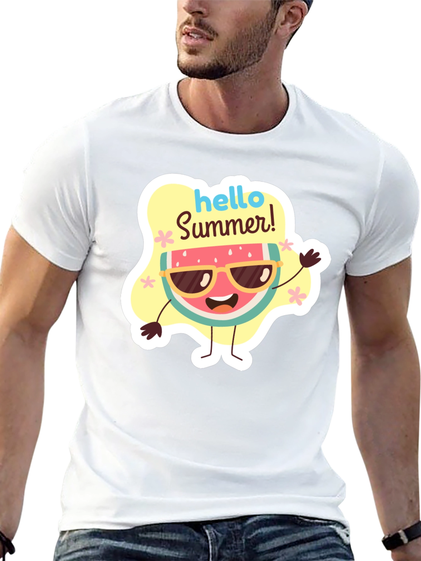 Hello Summer Watermelon Graphic T-Shirt