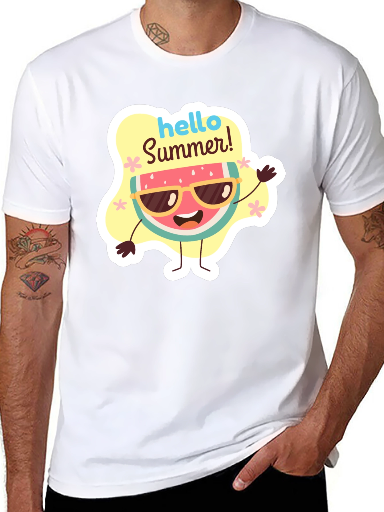Hello Summer Watermelon Graphic T-Shirt
