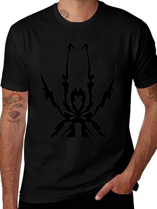 Mens Black T-Shirt with Spider Design