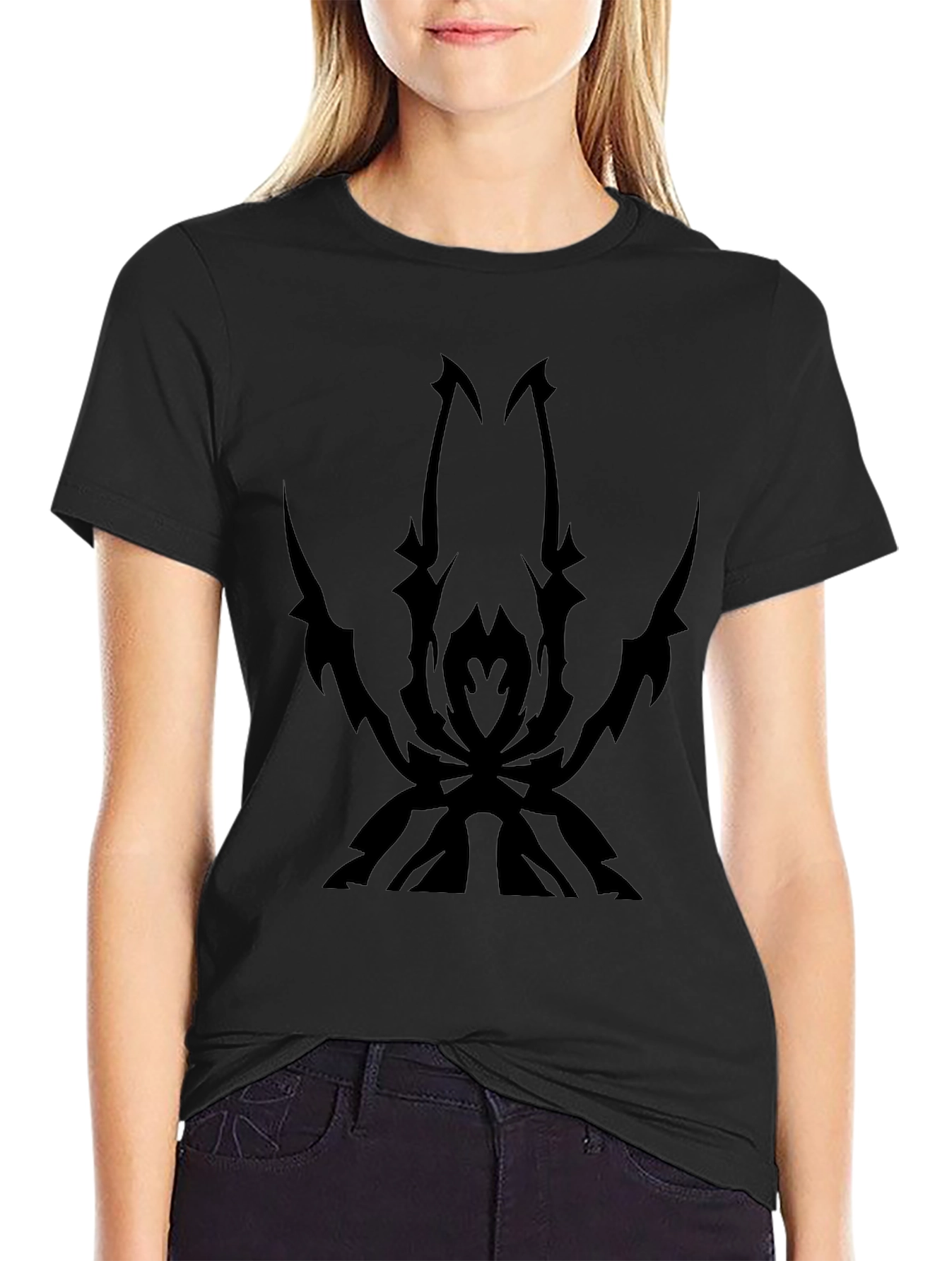 Mens Black T-Shirt with Spider Design